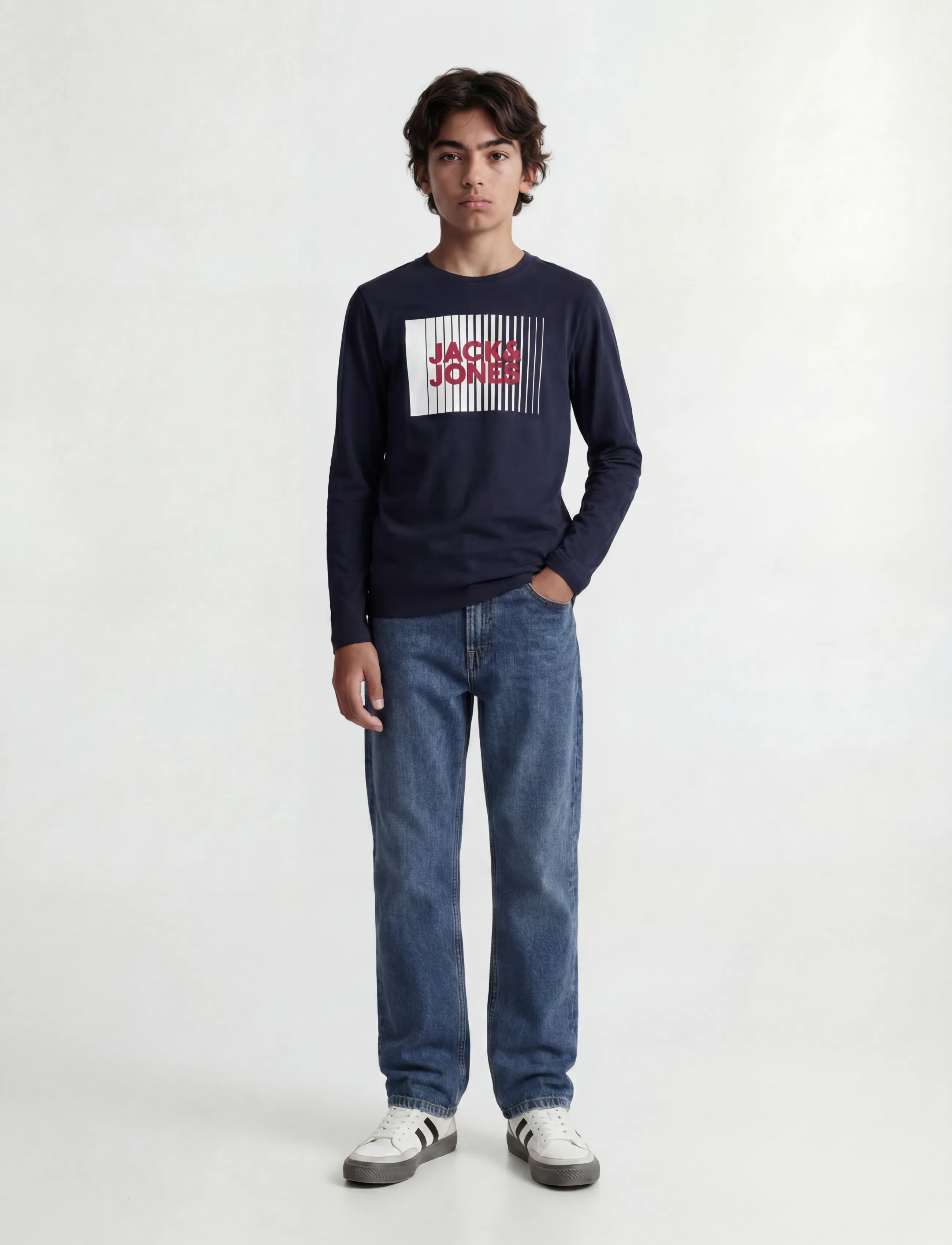 Jack & Jones - JJECORP LOGO TEE PLAY LS O-NECK NOOS JNR - long-sleeved t-shirts - navy blazer - 4