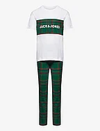 JACJJ CHECKED SS TEE AND PANTS SET JNR - WHITE