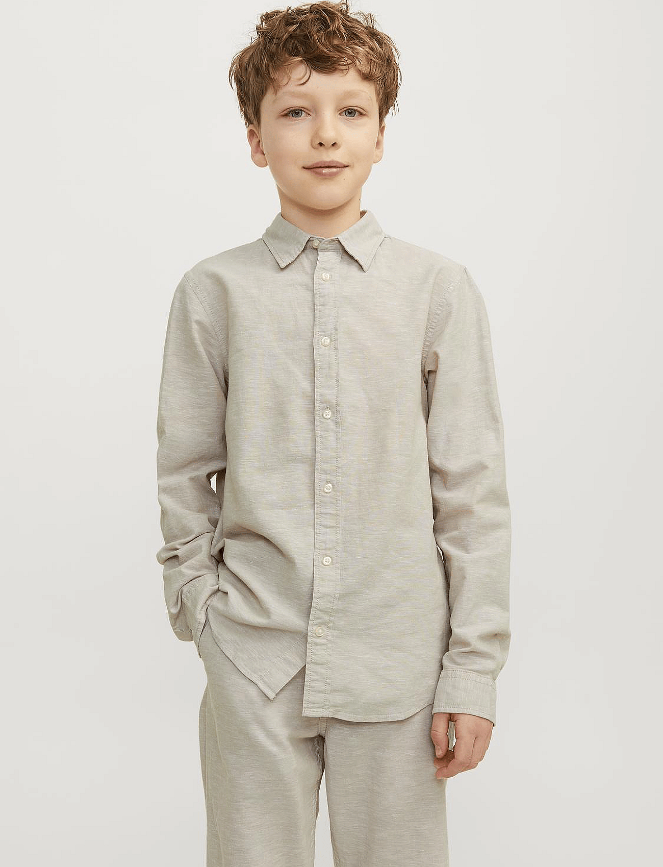 JJELINEN BLEND SHIRT LS SN JNR - CROCKERY