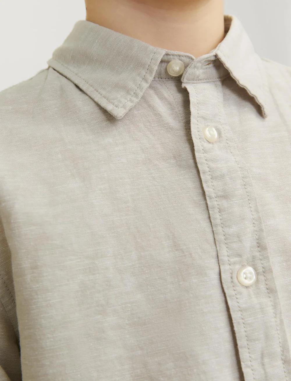 Jack & Jones - JJELINEN BLEND SHIRT LS SN JNR - pikkade varrukatega särgid - crockery - 3