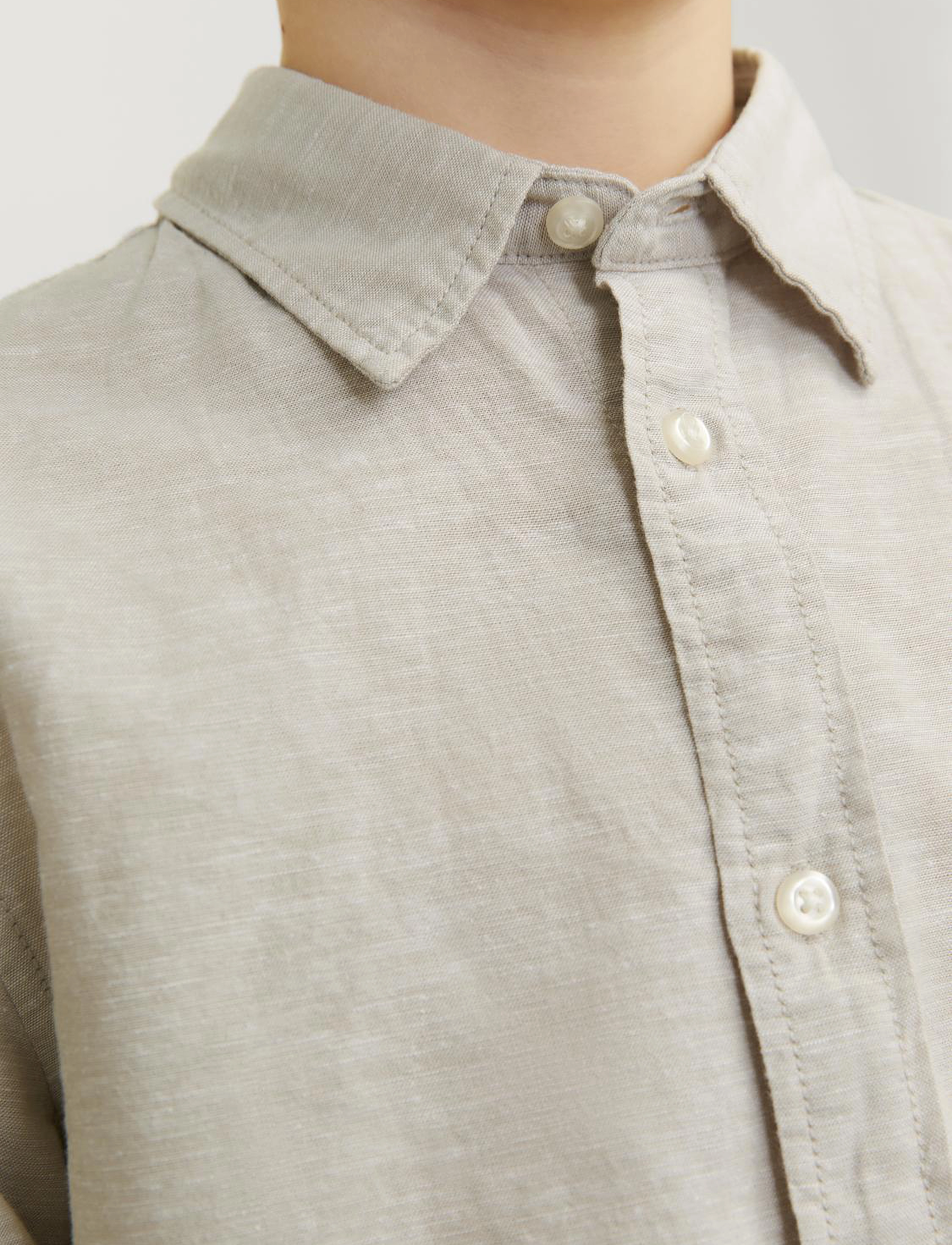 Jack & Jones - JJELINEN BLEND SHIRT LS SN JNR - crockery - 3