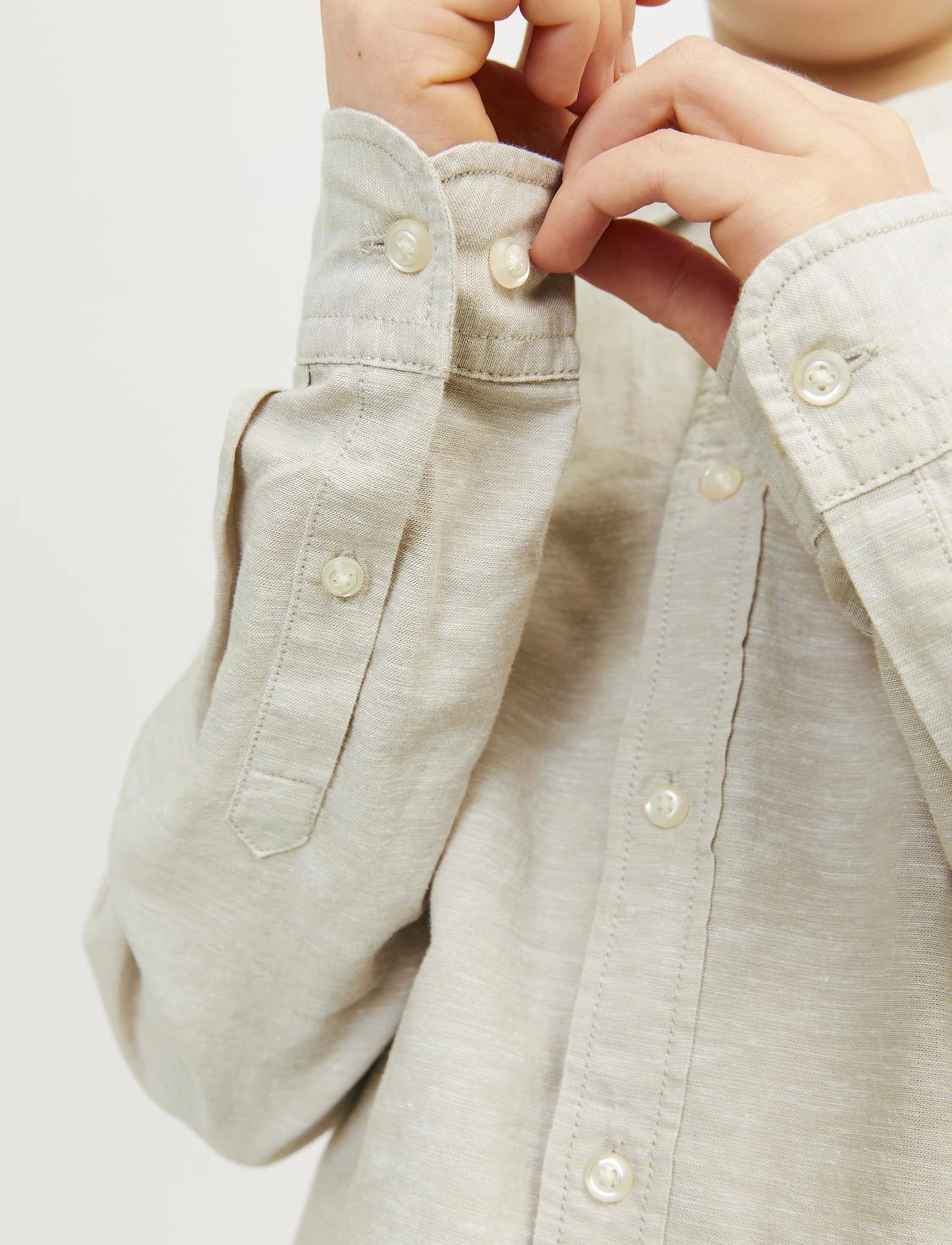 Jack & Jones - JJELINEN BLEND SHIRT LS SN JNR - crockery - 5