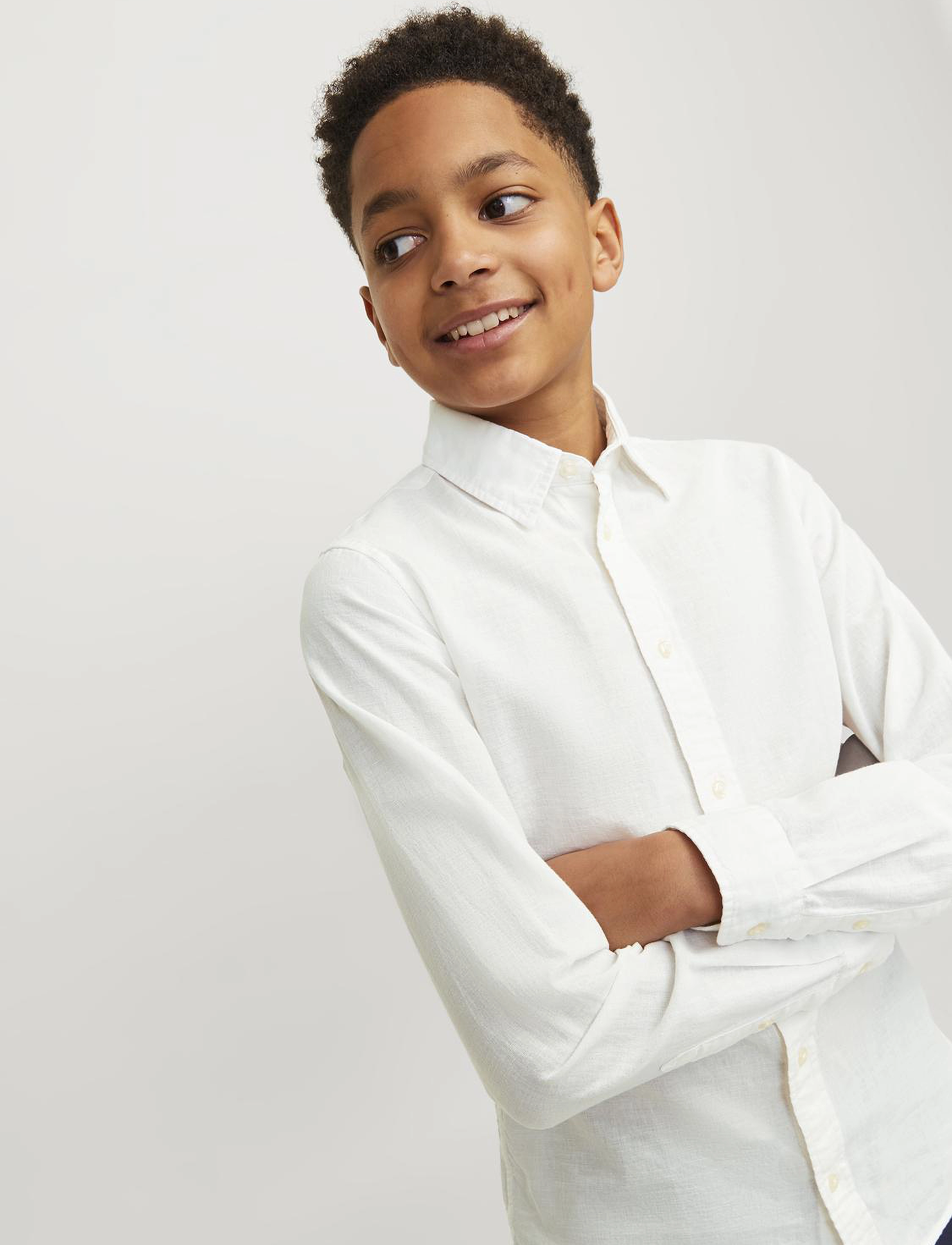 Jack & Jones - JJELINEN BLEND SHIRT LS SN JNR - white - 4
