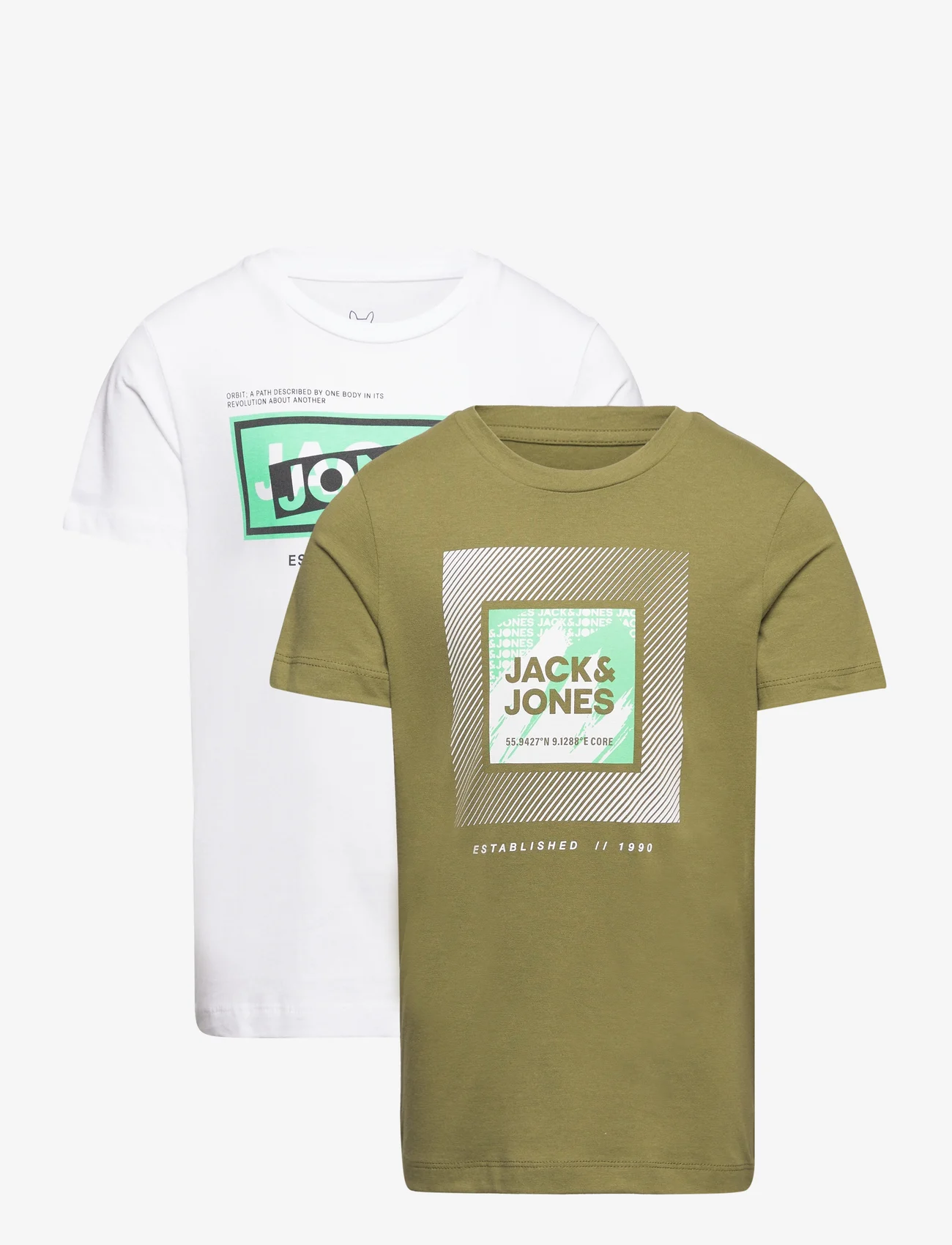 Jack & Jones - JCOGALAXY TEE SS CREW NECK 2PK MP JNR - short-sleeved t-shirts - olive branch - 0