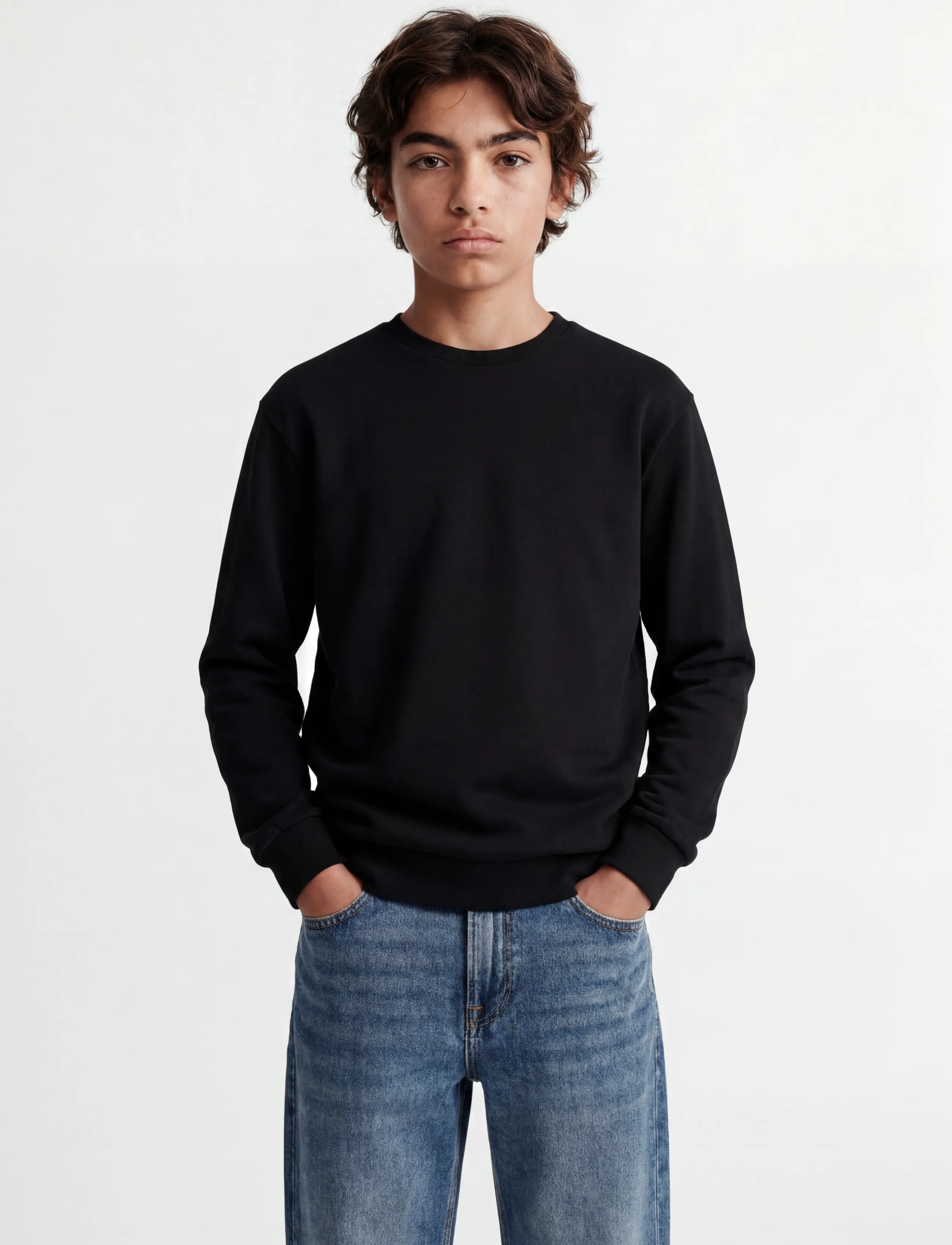 Jack & Jones - JJEBRADLEY SWEAT CREW NOOS JNR - sweatshirts - black - 0