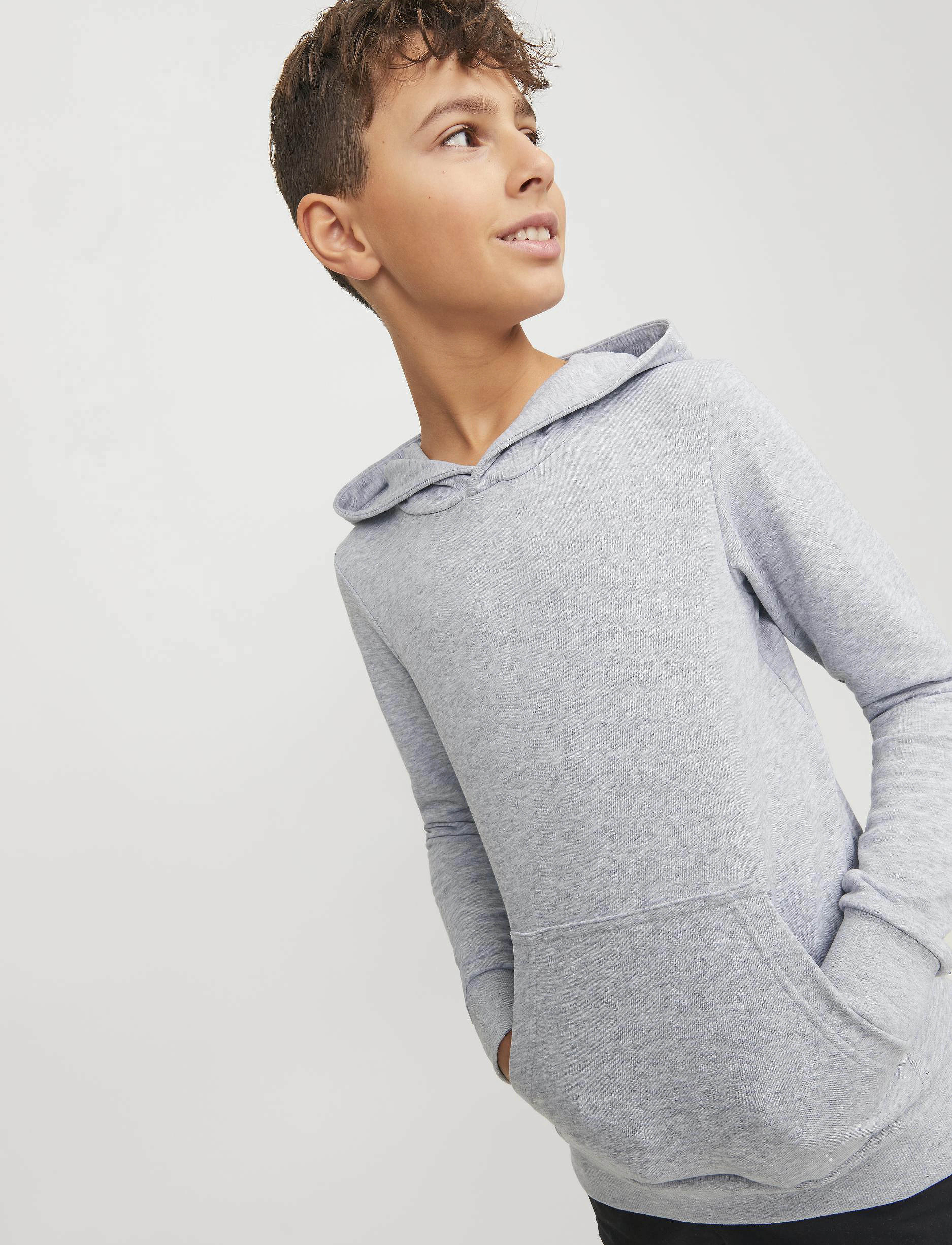 Jack & Jones - JJEBRADLEY SWEAT HOOD NOOS JNR - hoodies - light grey melange - 3