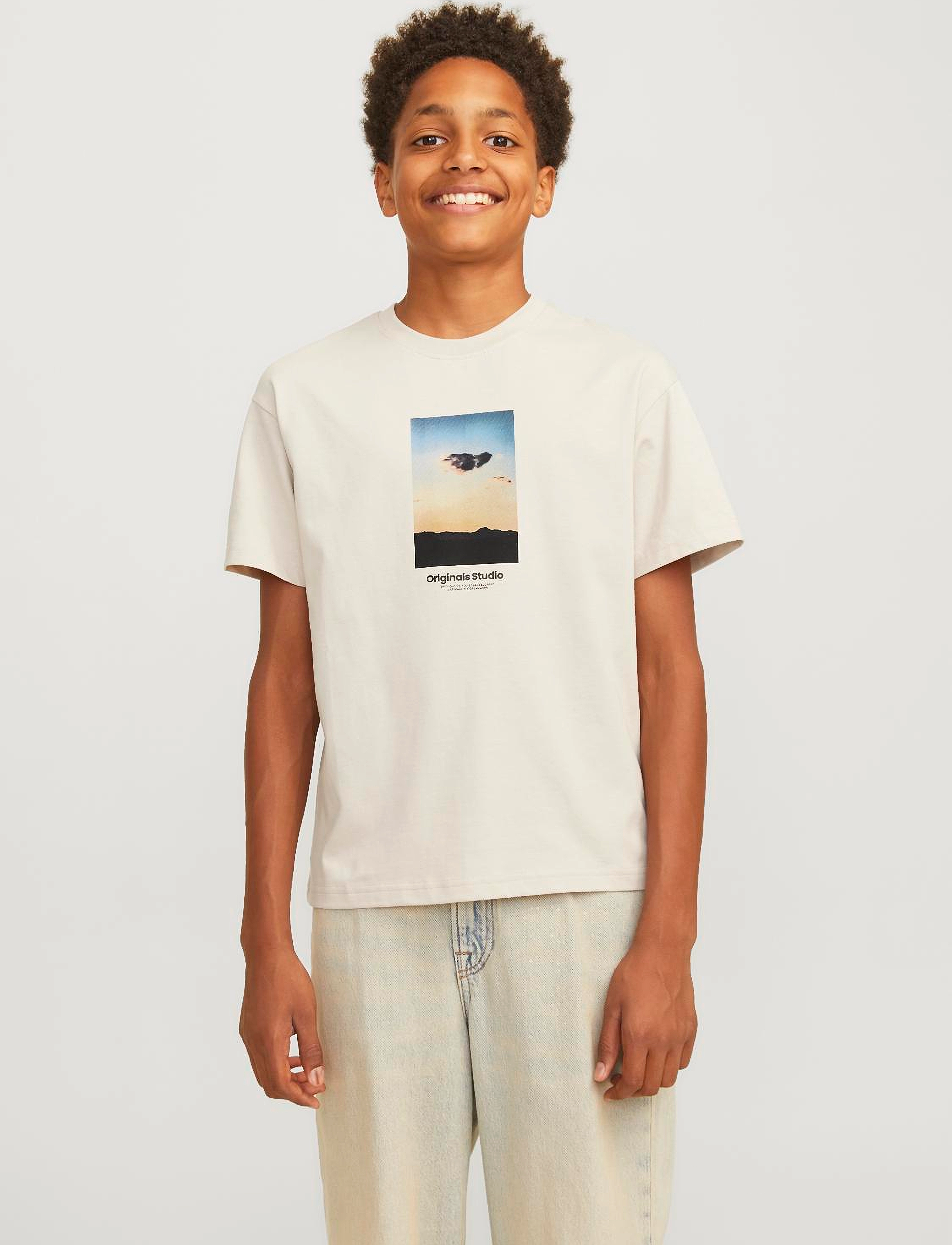 Jack & Jones JORVESTERBRO PICTURE TEE SS CREW JNR - Oberteile & T-Shirts - MOONBEAM / cream