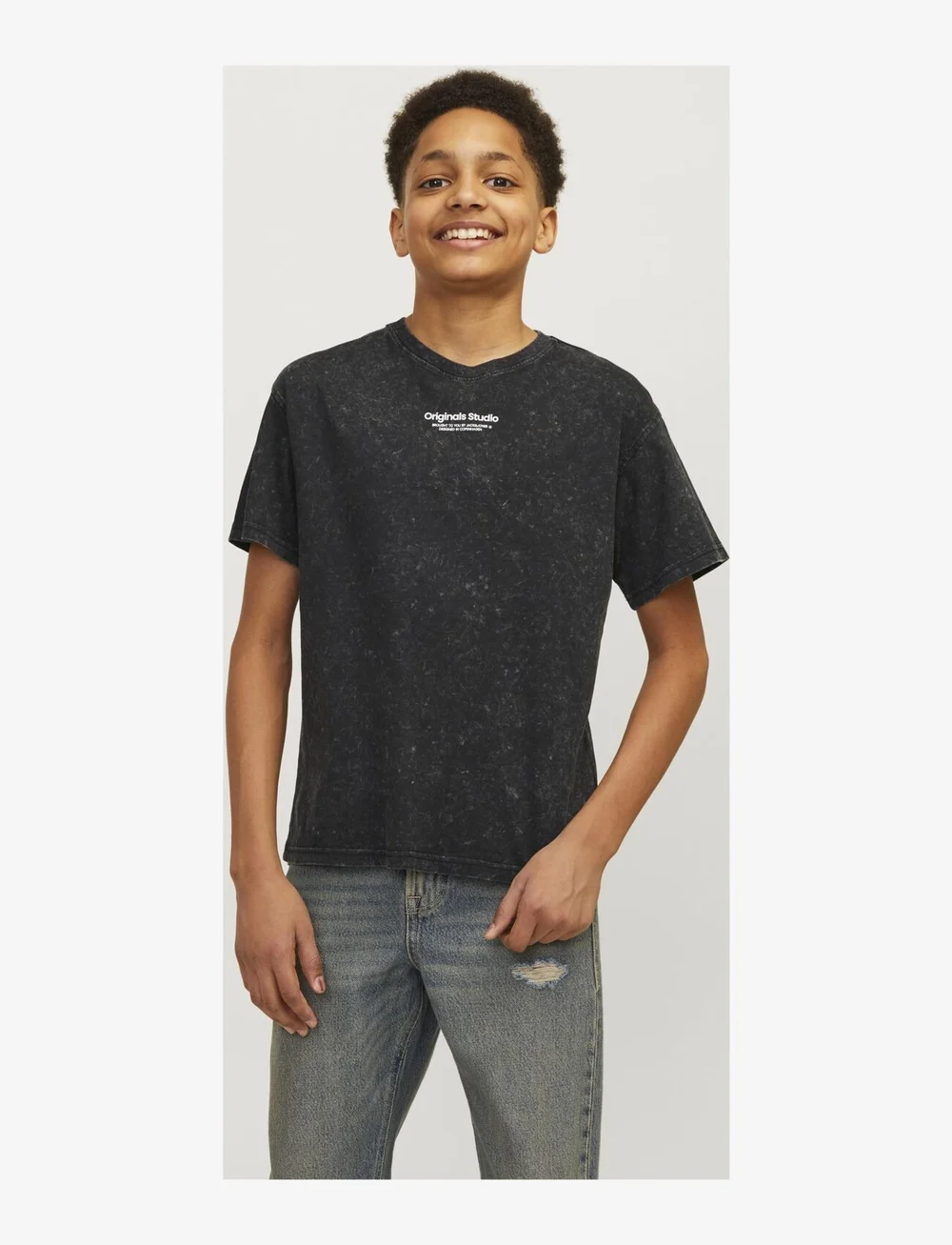 Jack & Jones - JORVESTERBRO WASH TEE SS CREW NECK JNR - kortärmade t-shirts - black - 1