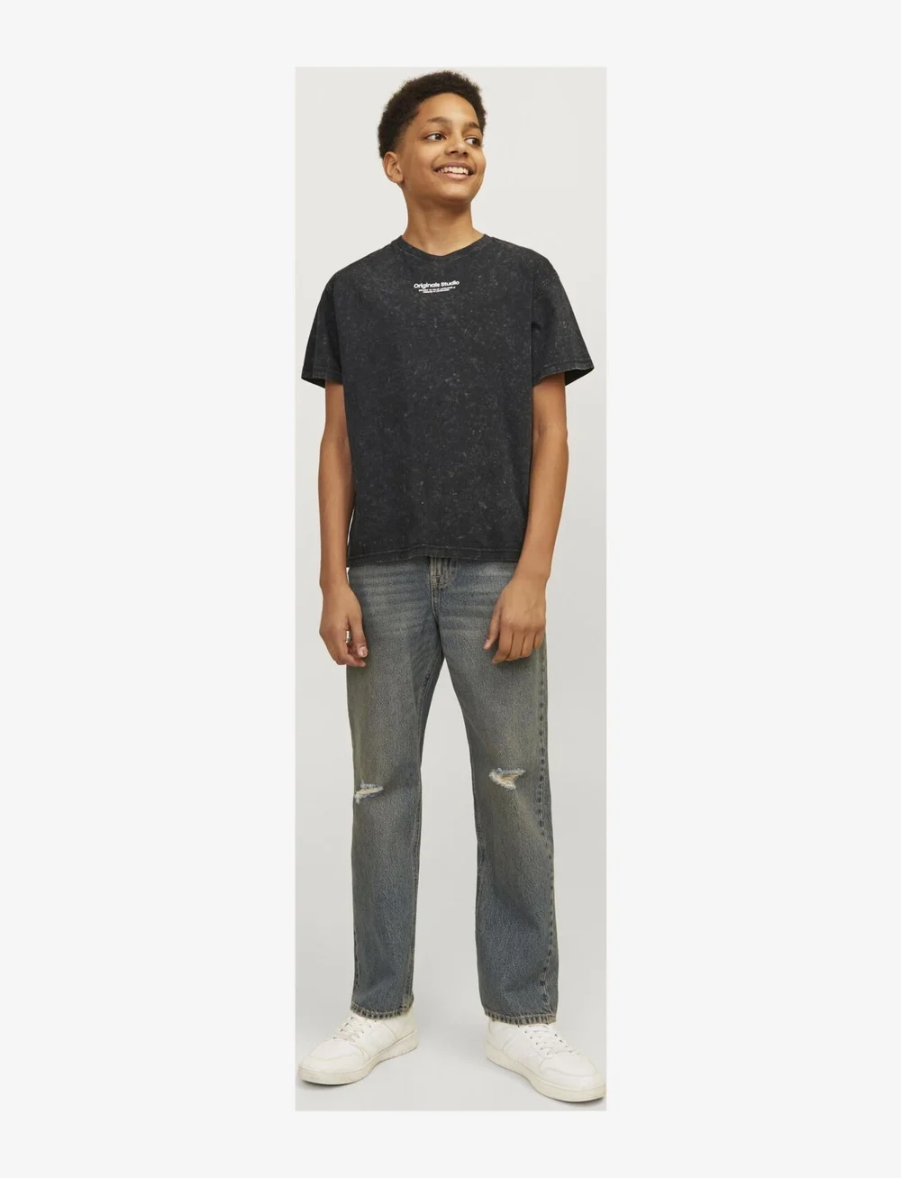 Jack & Jones - JORVESTERBRO WASH TEE SS CREW NECK JNR - kortärmade t-shirts - black - 3