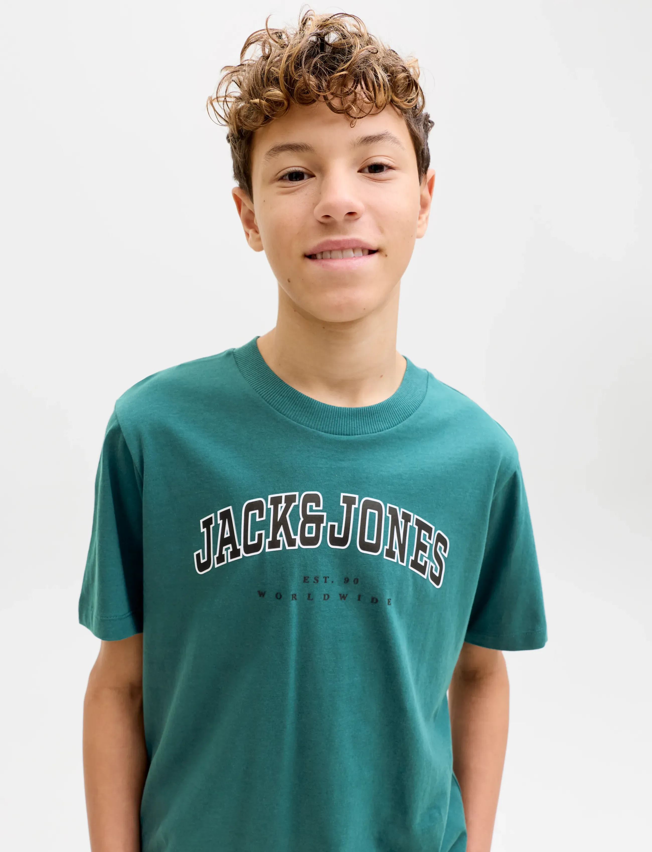 Jack & Jones - JJECALEB VARSITY TEE SS O-NECK NOOS JNR - kortærmede t-shirts - atlantic deep - 5