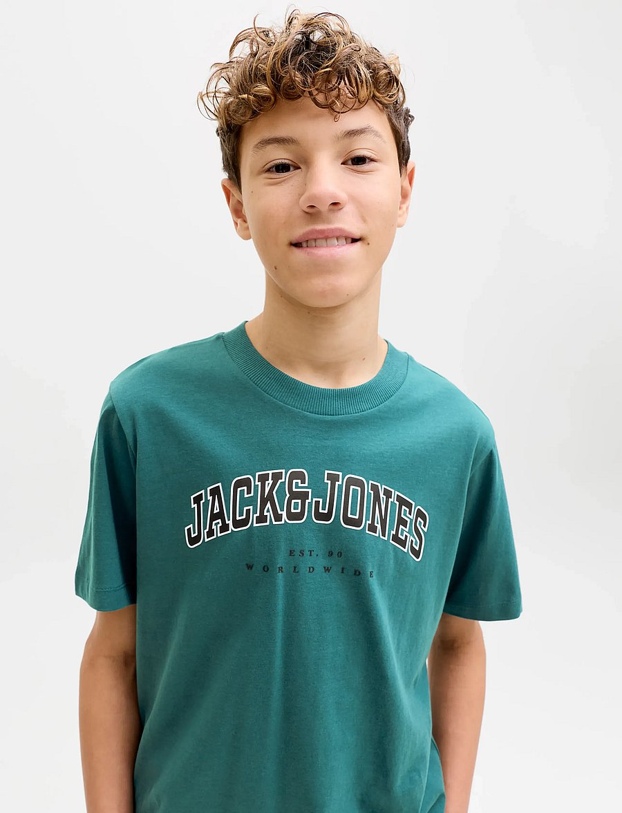 Jack & Jones - JJECALEB VARSITY TEE SS O-NECK NOOS JNR - kortærmede t-shirts - atlantic deep - 5