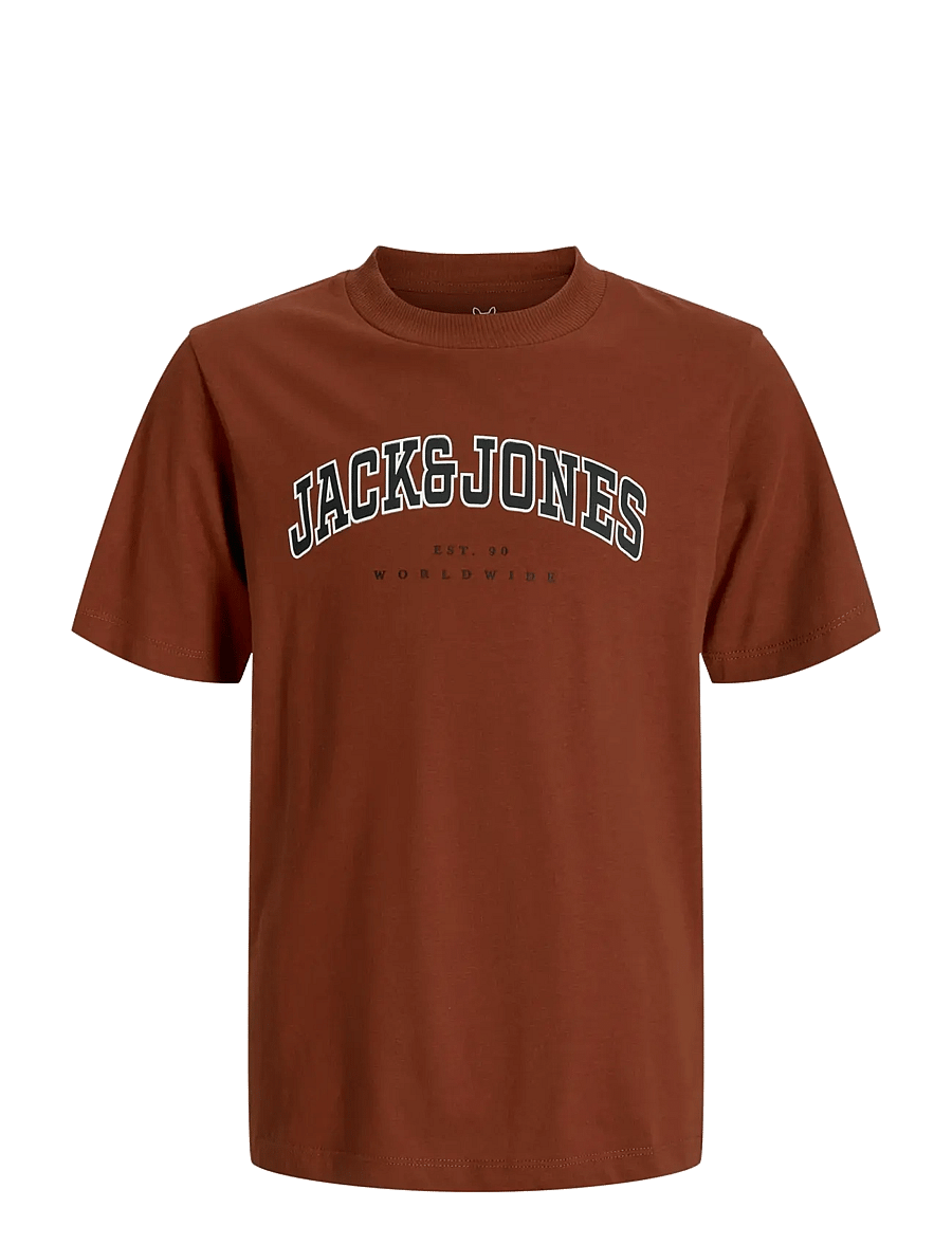 Jack & Jones - JJECALEB VARSITY TEE SS O-NECK NOOS JNR - kortærmede t-shirts - burnt henna - 1