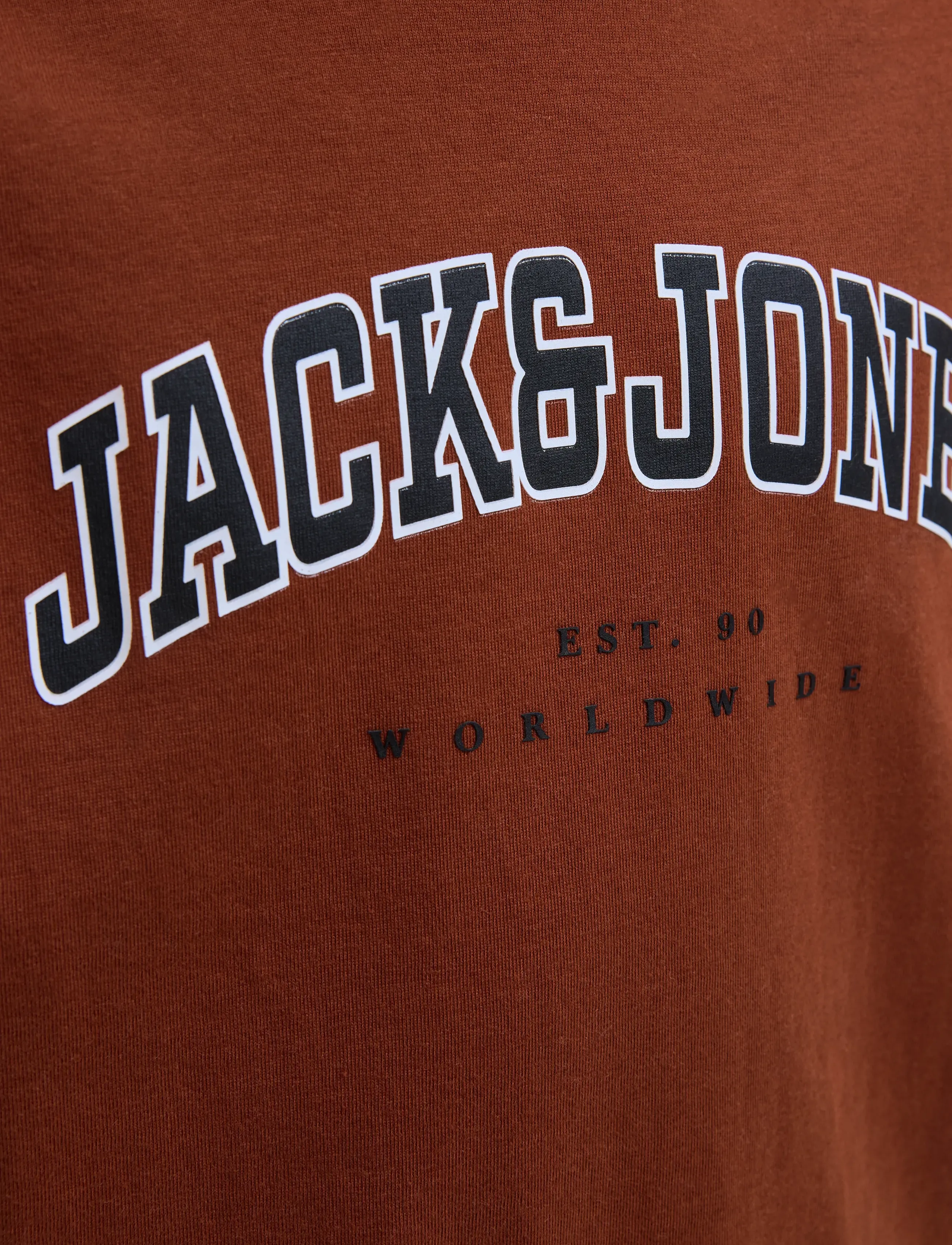 Jack & Jones - JJECALEB VARSITY TEE SS O-NECK NOOS JNR - kortærmede t-shirts - burnt henna - 5