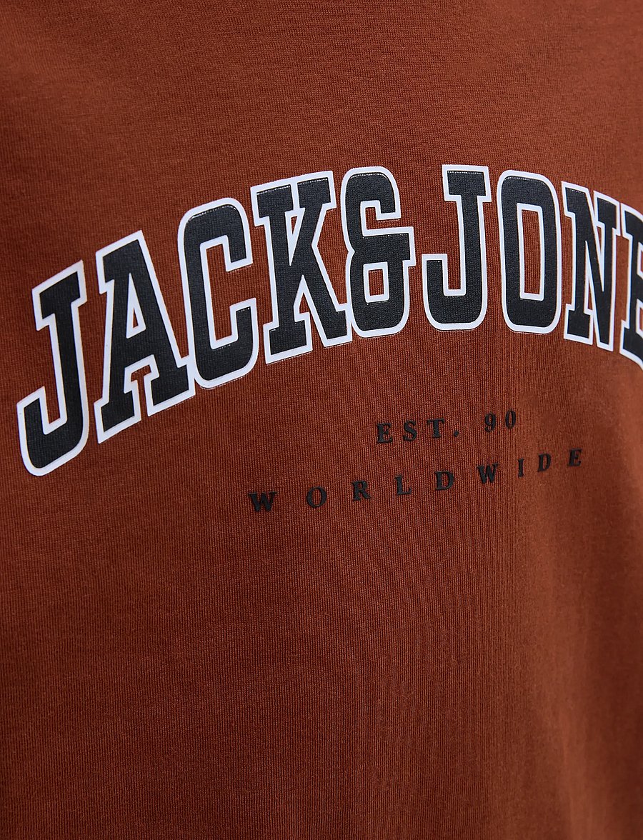 Jack & Jones - JJECALEB VARSITY TEE SS O-NECK NOOS JNR - kortærmede t-shirts - burnt henna - 5