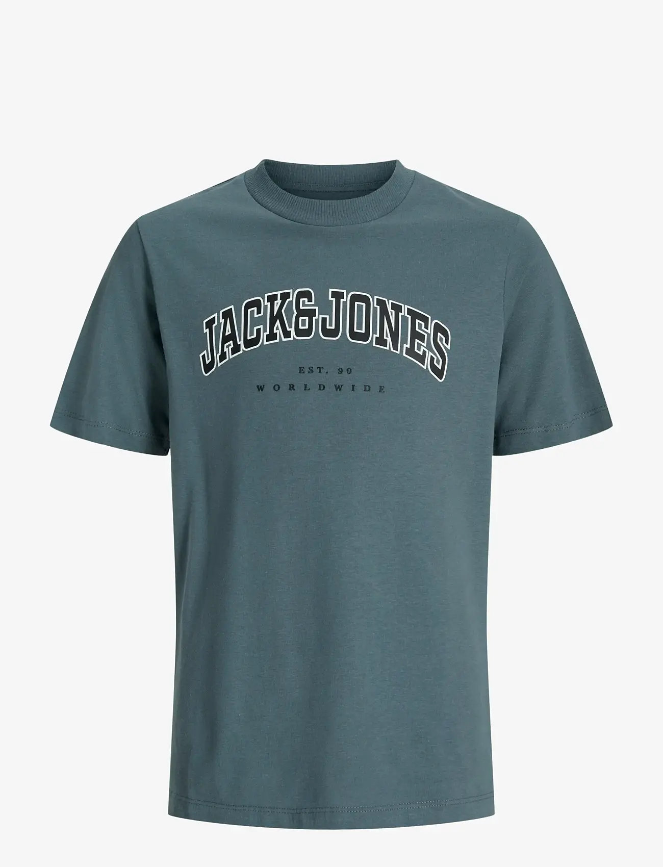Jack & Jones - JJECALEB VARSITY TEE SS O-NECK NOOS JNR - short-sleeved t-shirts - stormy weather - 1
