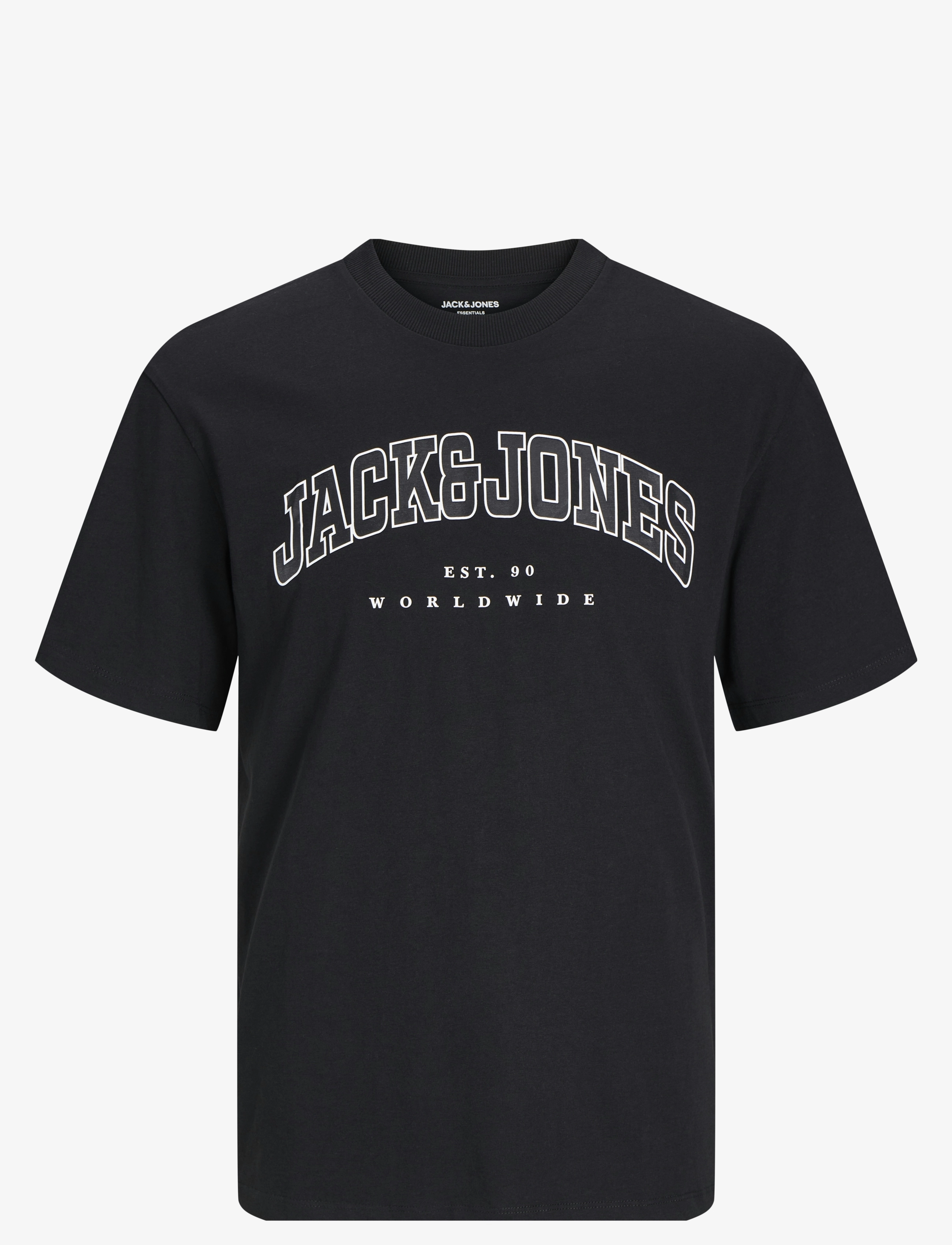 Jack & Jones JJECALEB VARSITY TEE SS O-NECK NOOS MNI - 4 for 3 - BLACK / black