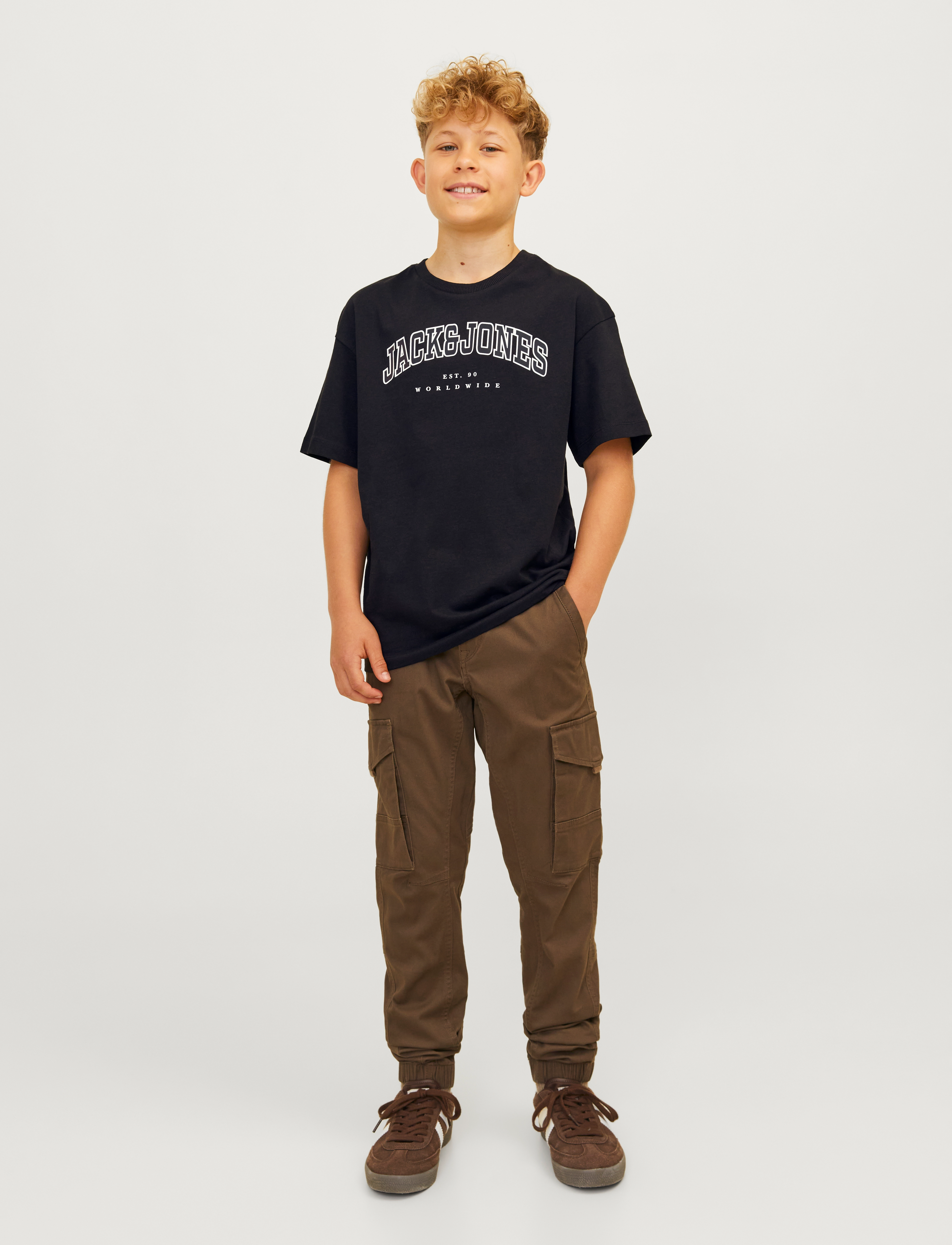 Jack & Jones - JJECALEB VARSITY TEE SS O-NECK NOOS MNI - kortærmede t-shirts - black - 3