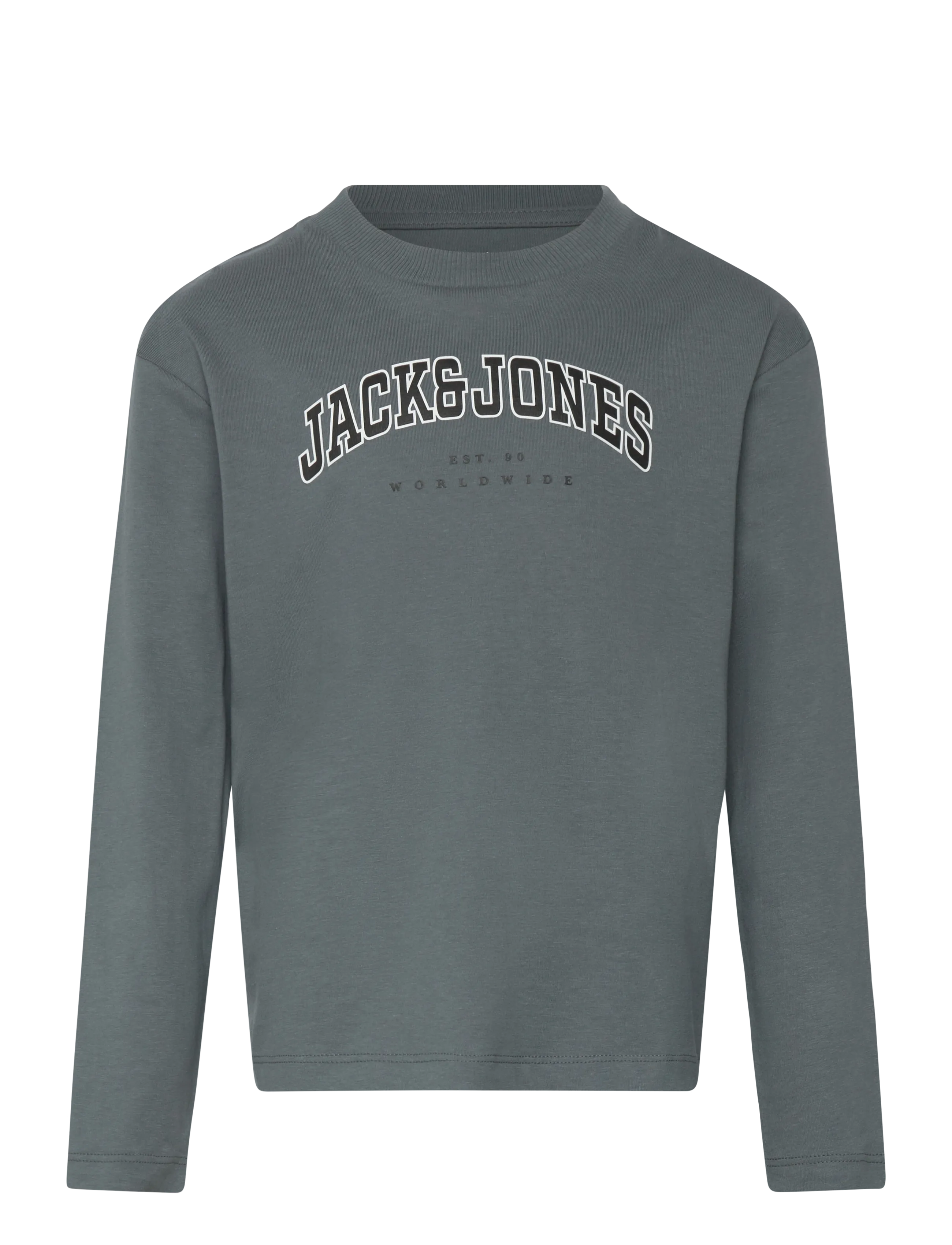 Jack & Jones Jjecaleb Varsity Tee Ls O-Neck Sn Mni, 116, T-shirts, Grau - Long-sleeved Kinder