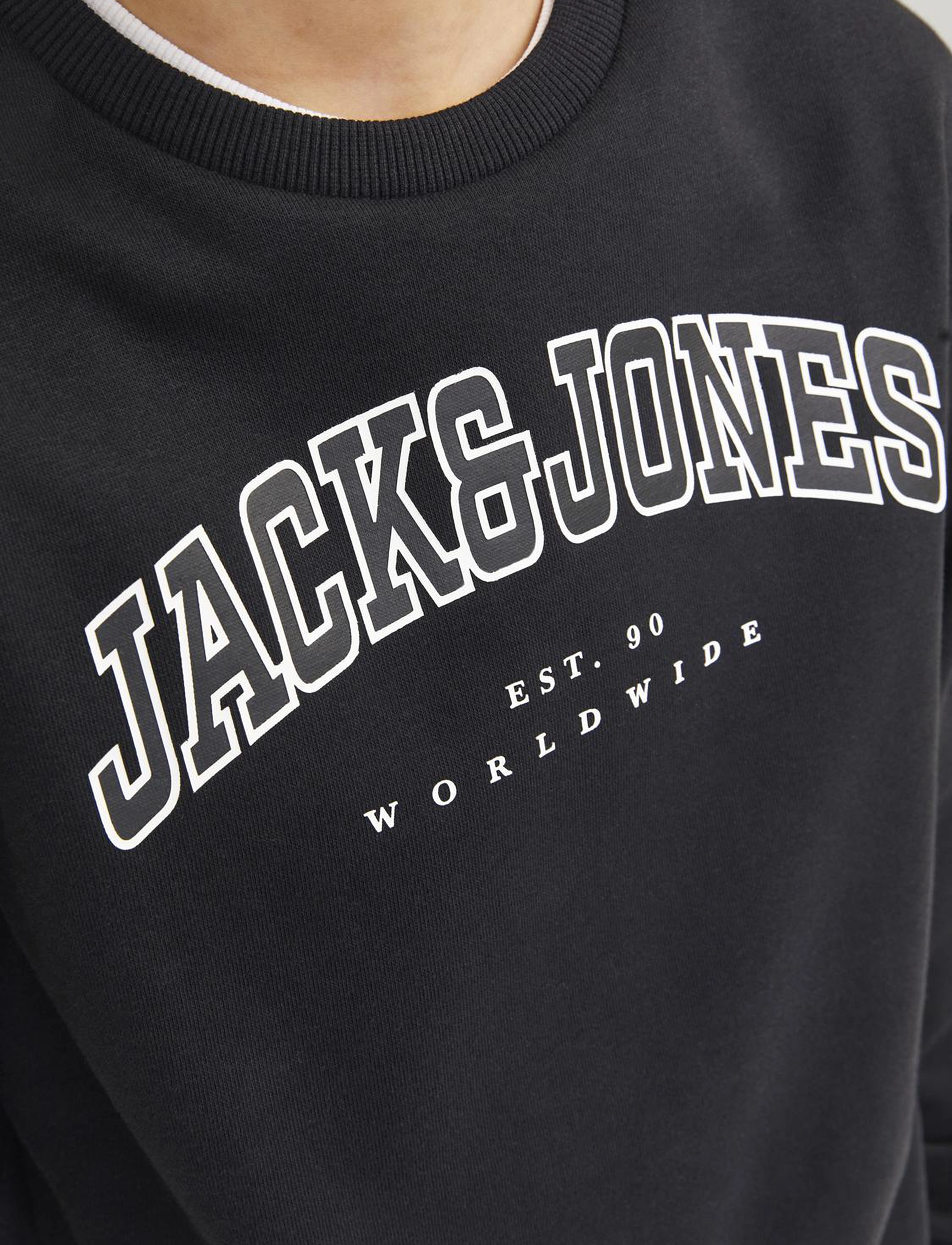 Jack & Jones - JJECALEB VARSITY SWEAT CREW NECK SN JNR - sweatshirts - black - 4