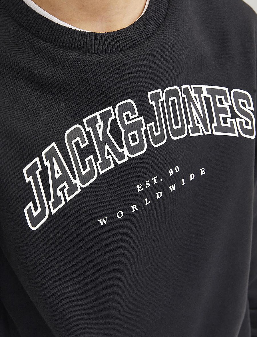 Jack & Jones - JJECALEB VARSITY SWEAT CREW NECK SN JNR - sweatshirts - black - 4