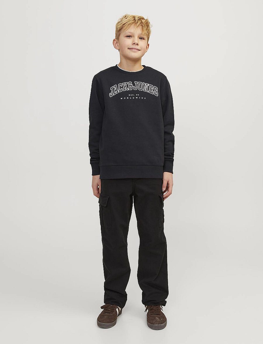 Jack & Jones - JJECALEB VARSITY SWEAT CREW NECK SN JNR - sweatshirts - black - 5