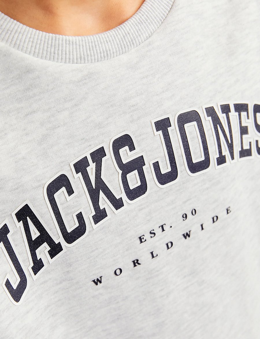 Jack & Jones - JJECALEB VARSITY SWEAT CREW NECK SN JNR - sweat-shirt - white melange - 4