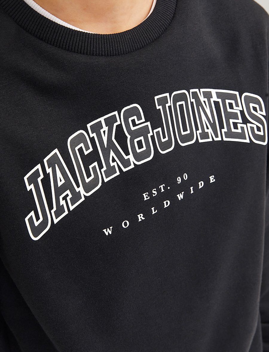 Jack & Jones - JJECALEB VARSITY SWEAT CREW NOOS MNI - sweatshirts - black - 5