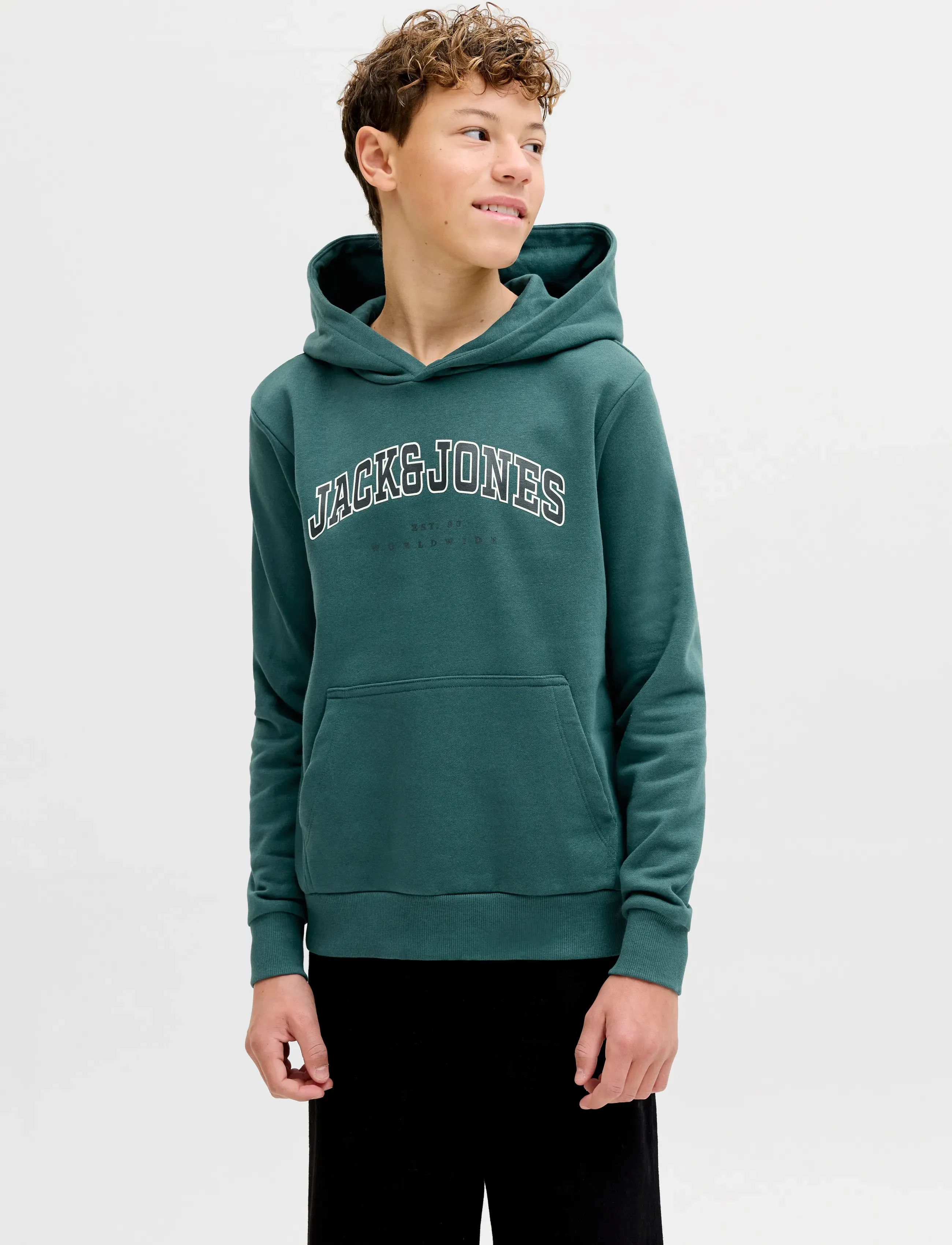 Jack & Jones JJECALEB VARSITY SWEAT HOOD NOOS JNR - Sweatshirts & Hettegensere - ATLANTIC DEEP / green