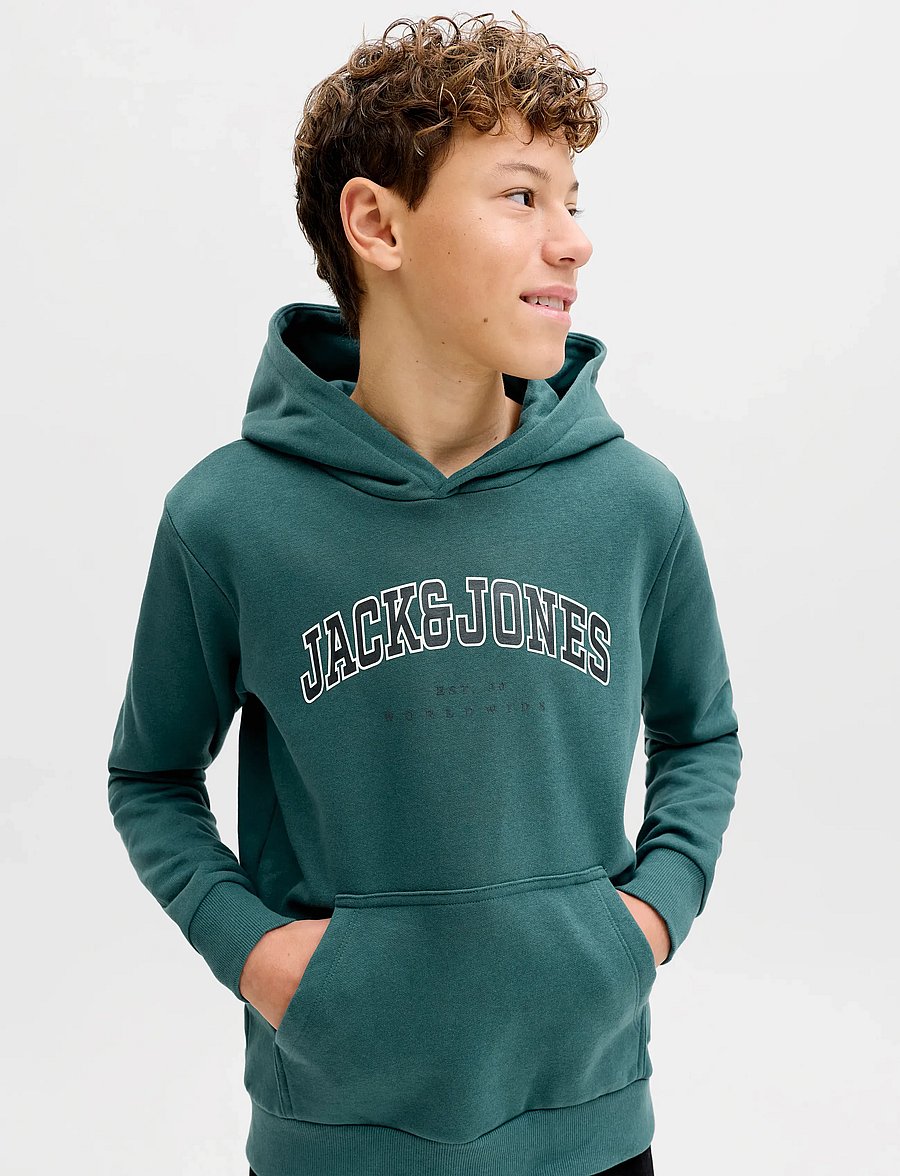 Jack & Jones - JJECALEB VARSITY SWEAT HOOD NOOS JNR - hættetrøjer - atlantic deep - 5
