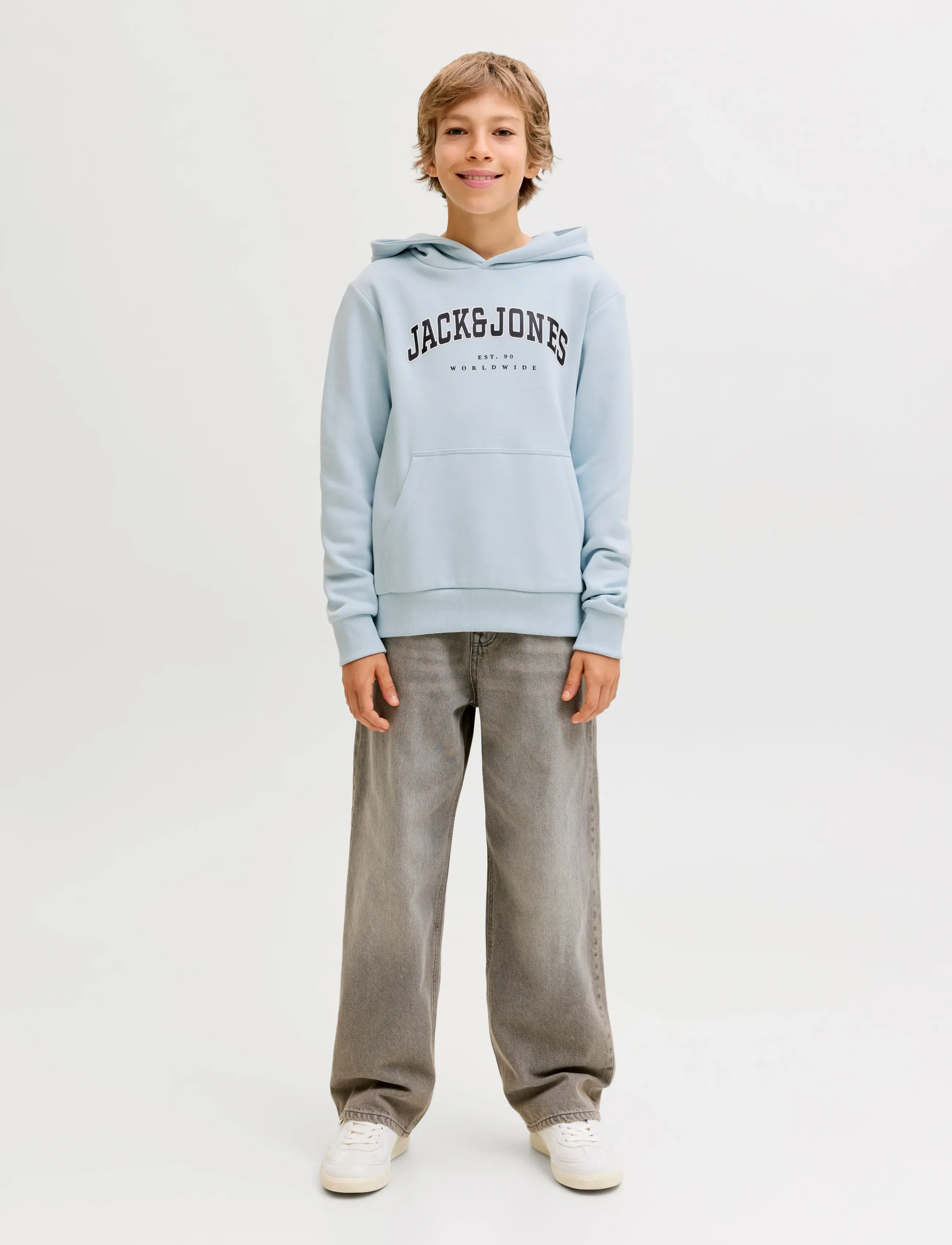 Jack & Jones - JJECALEB VARSITY SWEAT HOOD NOOS JNR - hættetrøjer - celestial blue - 3