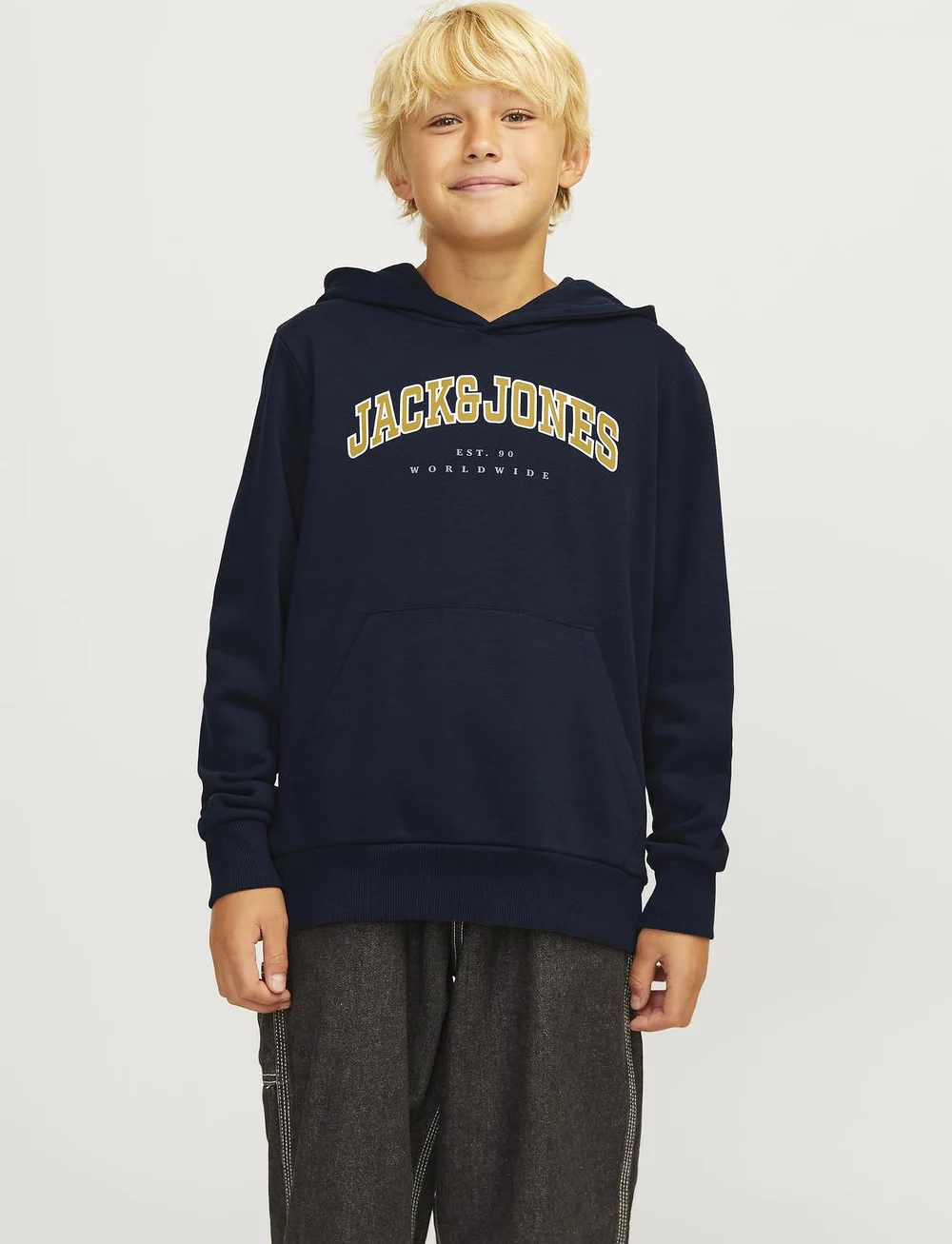 Jack & Jones - JJECALEB VARSITY SWEAT HOOD NOOS JNR - kapuzenpullover - navy blazer - 0
