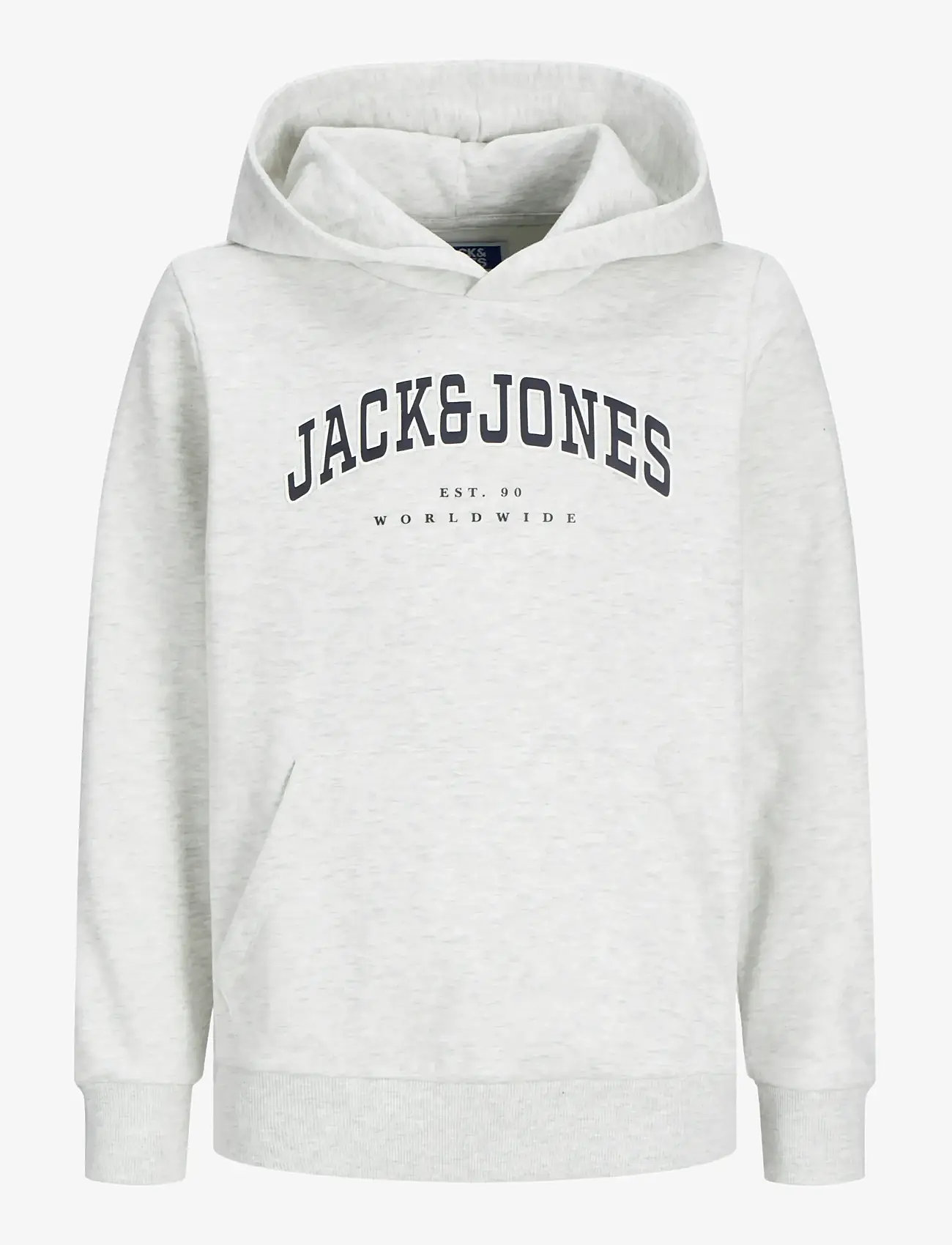 Jack & Jones - JJECALEB VARSITY SWEAT HOOD NOOS JNR - hættetrøjer - white melange - 1