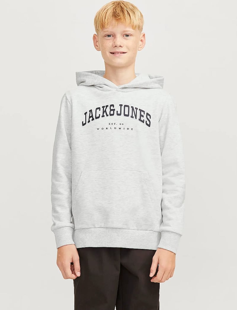 Jack & Jones - JJECALEB VARSITY SWEAT HOOD NOOS JNR - hættetrøjer - white melange - 0