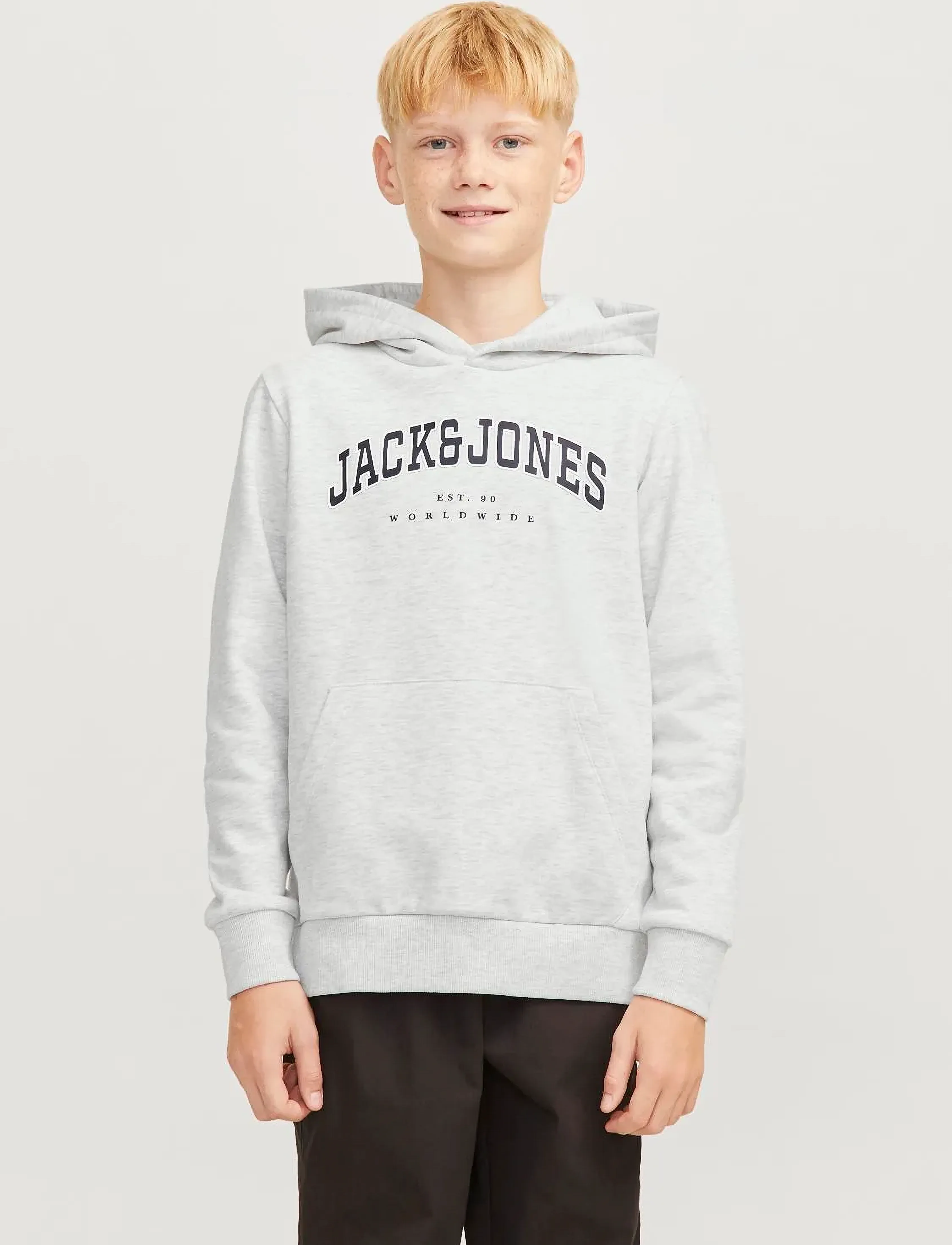 Jack & Jones - JJECALEB VARSITY SWEAT HOOD NOOS JNR - hettupeysur - white melange - 0