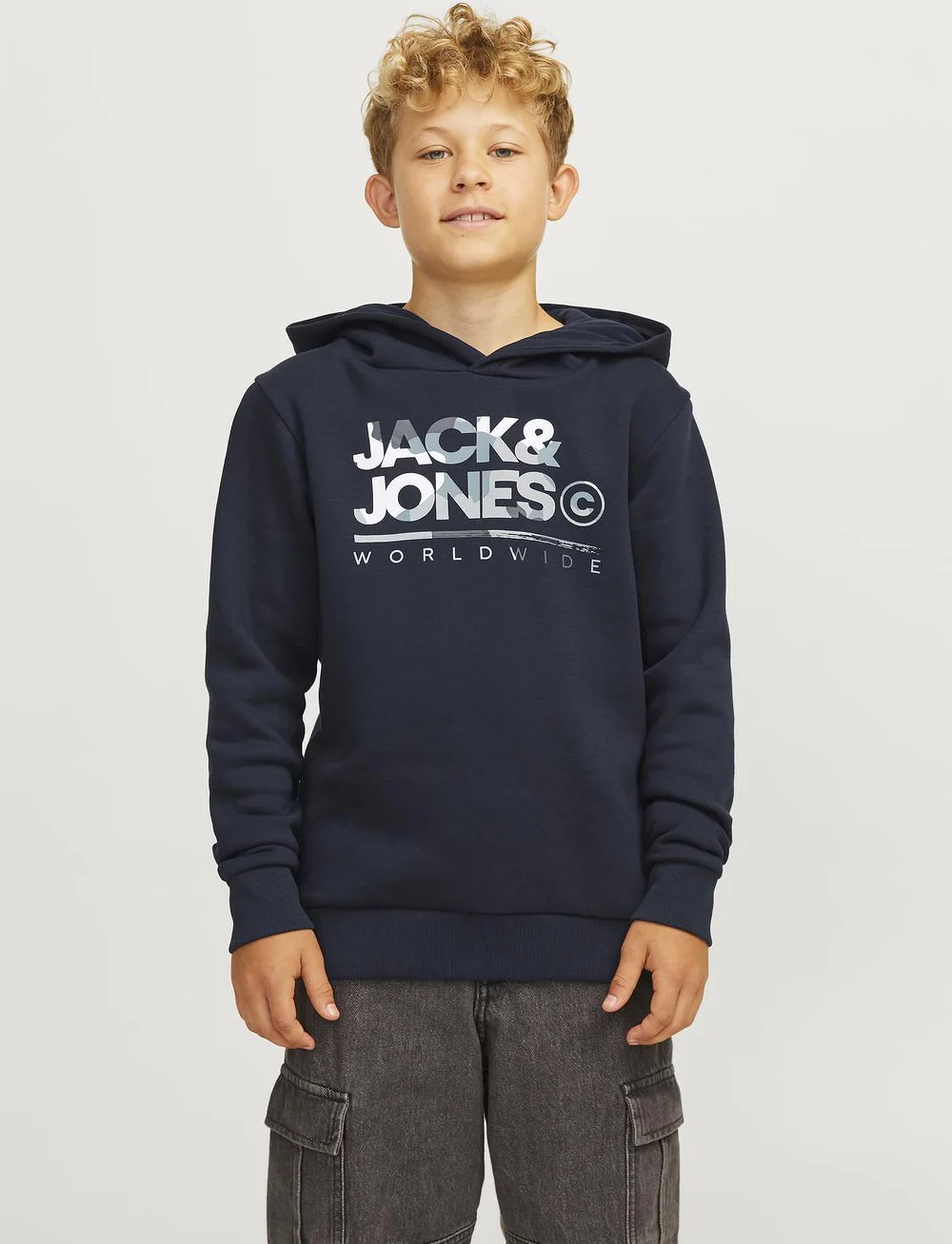 Jack & Jones - JJLUKE SWEAT HOOD JNR - kapuzenpullover - navy blazer - 0