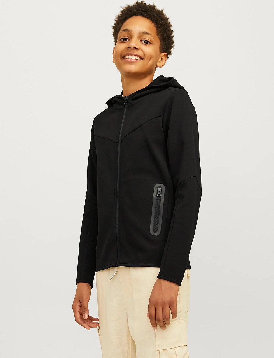 Jack & Jones - JCOFUSION SWEAT ZIP HOOD NOOS JNR - hættetrøjer - black - 0