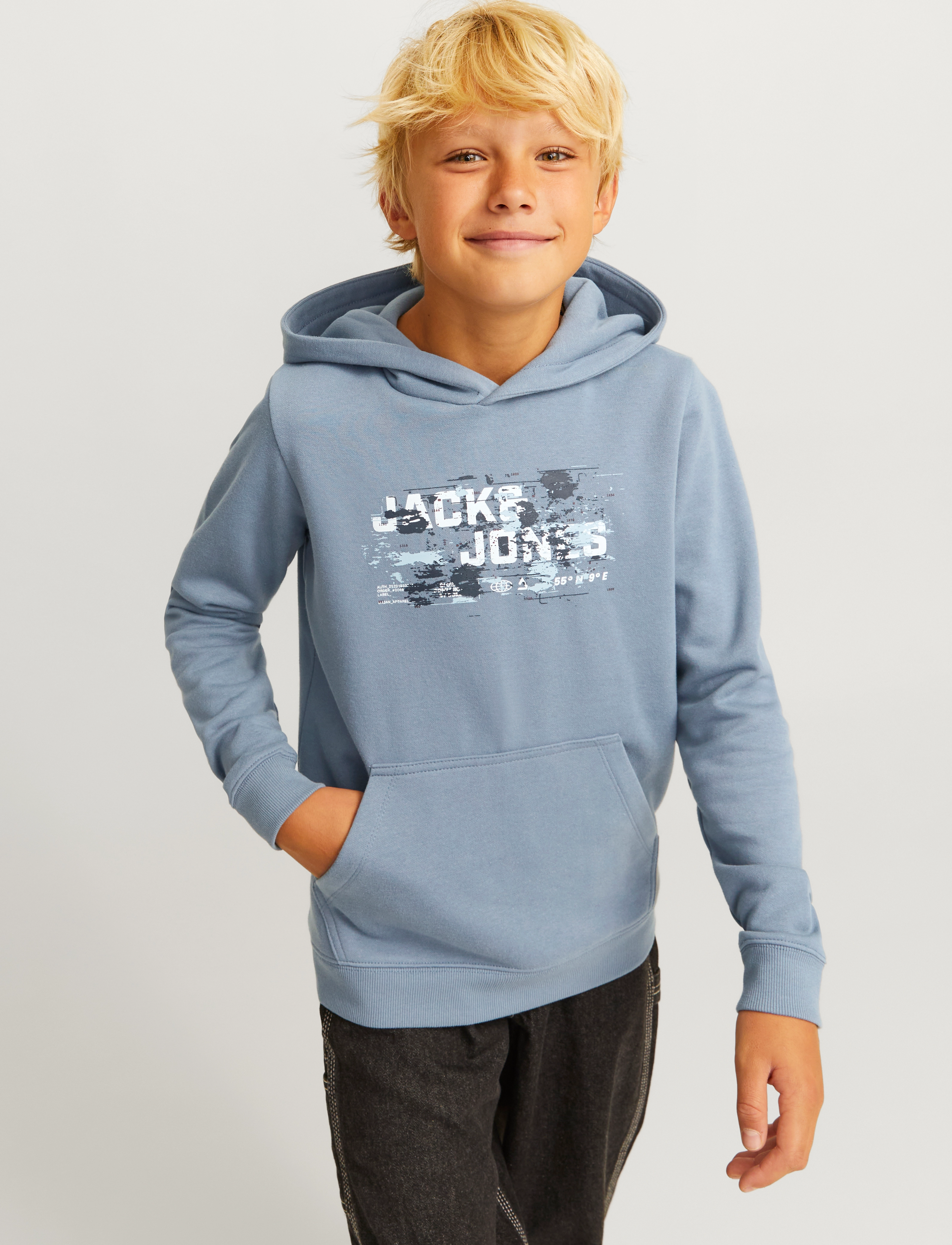 Jack & Jones - JCOOUTDOOR LOGO SWEAT HOOD SN JNR - flint stone - 5