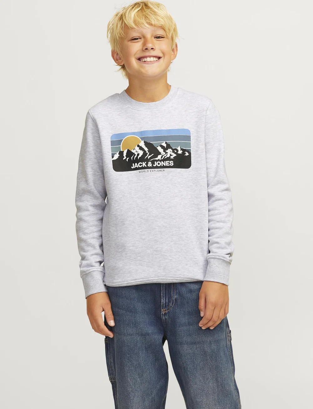 Jack & Jones - JJPEAK SWEAT CREW NECK JNR - sweatshirts - white melange - 0