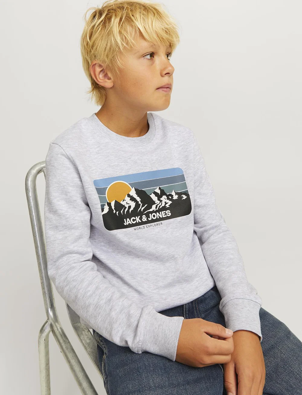 Jack & Jones - JJPEAK SWEAT CREW NECK JNR - sweatshirts - white melange - 3