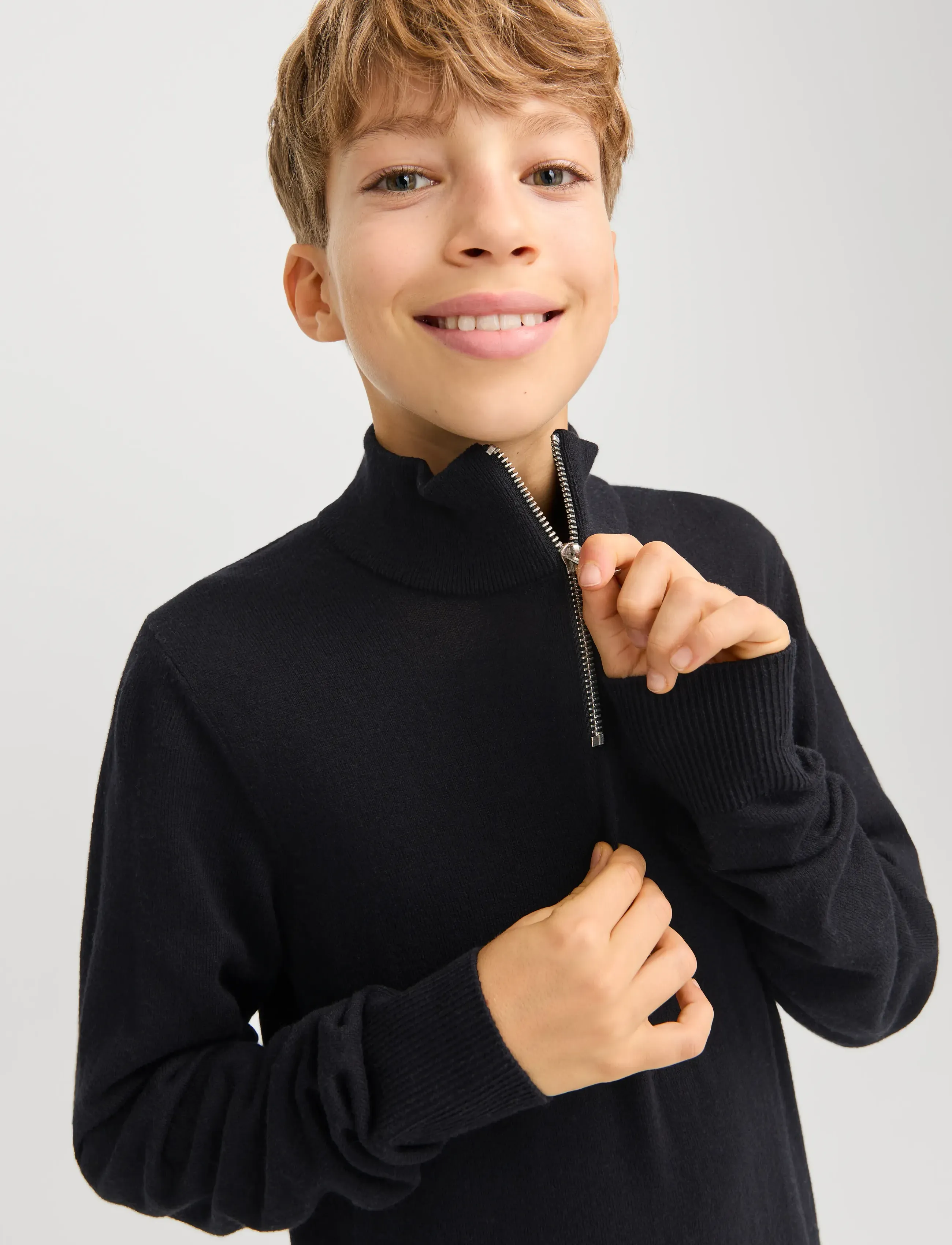 Jack & Jones - JJEEMIL KNIT HALF ZIP NOOS JNR - pullover - black - 4