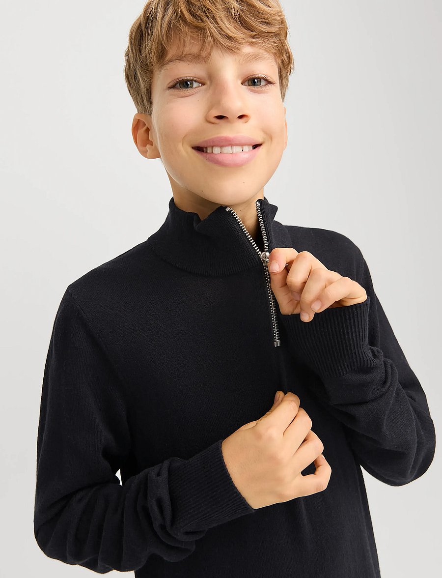 Jack & Jones - JJEEMIL KNIT HALF ZIP NOOS JNR - pullover - black - 4