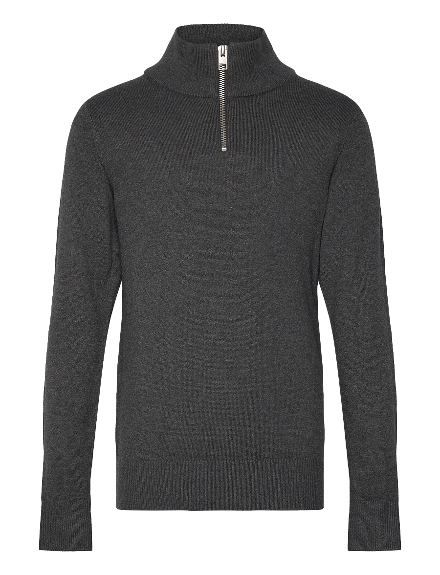 Jack & Jones - JJEEMIL KNIT HALF ZIP NOOS JNR - strickmode - dark grey melange - 1