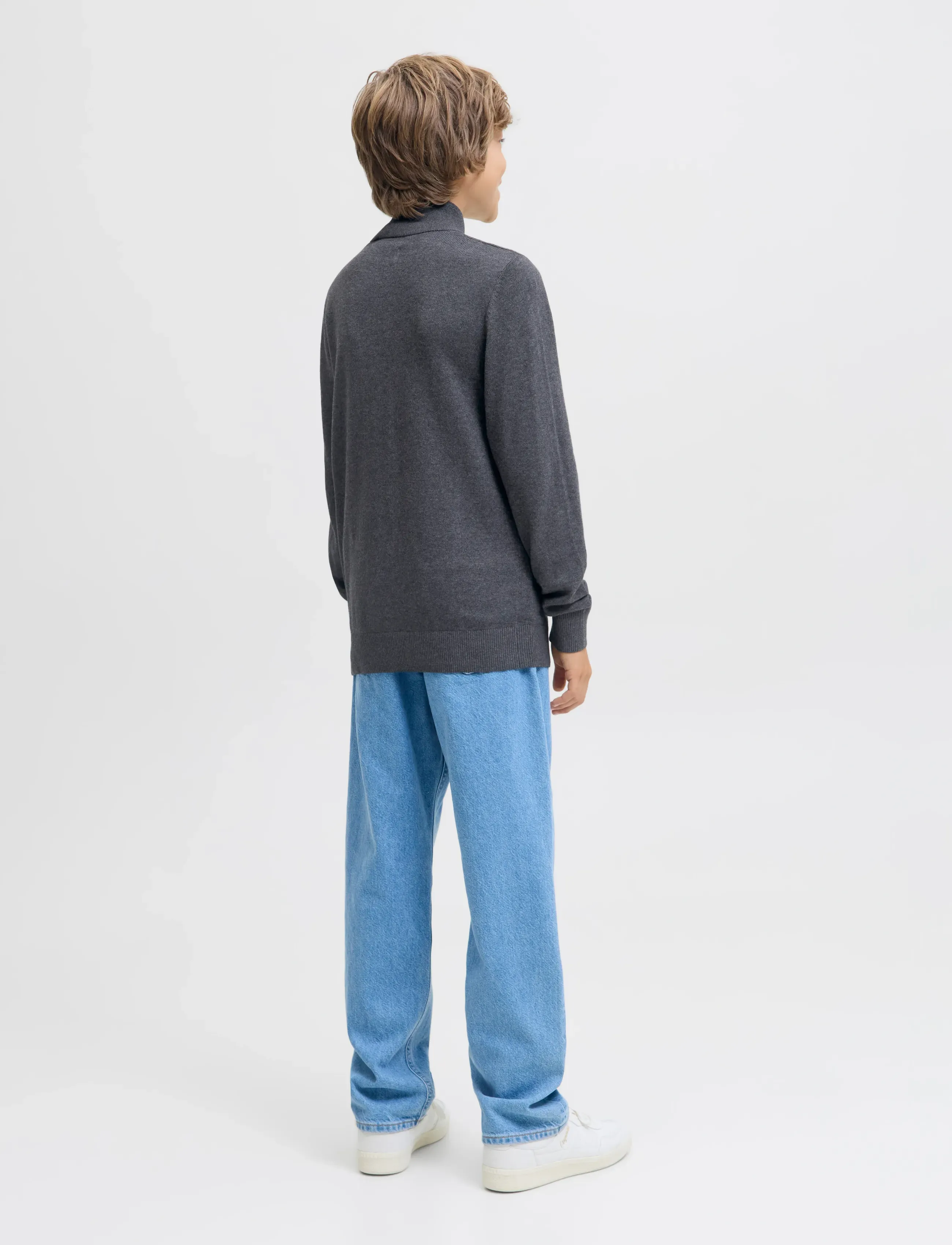 Jack & Jones - JJEEMIL KNIT HALF ZIP NOOS JNR - džemprid - dark grey melange - 3