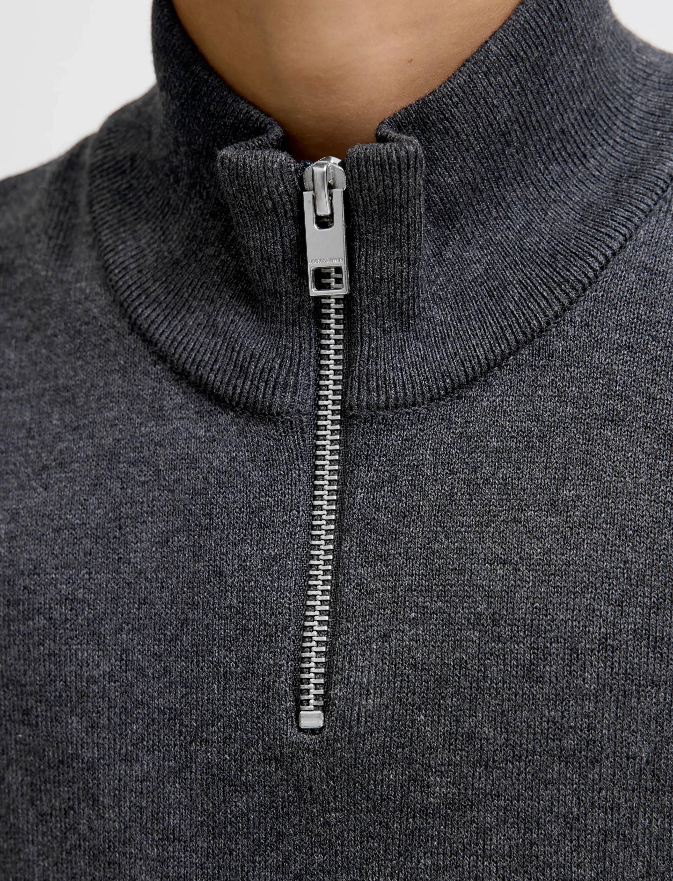Jack & Jones - JJEEMIL KNIT HALF ZIP NOOS JNR - džemprid - dark grey melange - 5