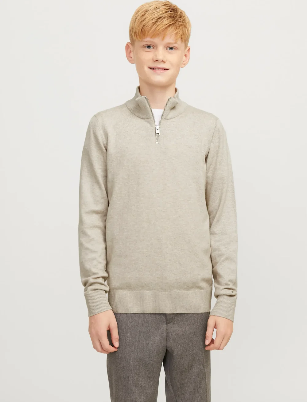 Jack & Jones - JJEEMIL KNIT HALF ZIP NOOS JNR - pullover - oatmeal - 0