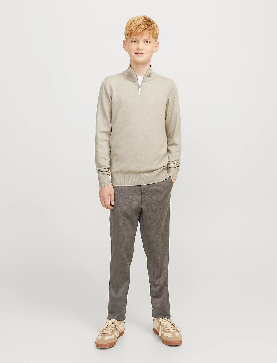 Jack & Jones - JJEEMIL KNIT HALF ZIP NOOS JNR - džemperiai - oatmeal - 4