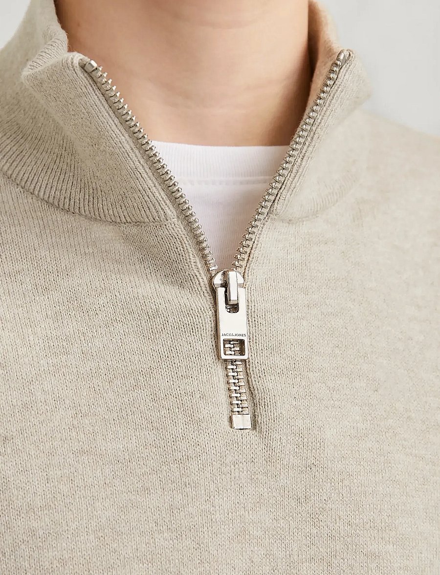 Jack & Jones - JJEEMIL KNIT HALF ZIP NOOS JNR - stickade tröjor - oatmeal - 5