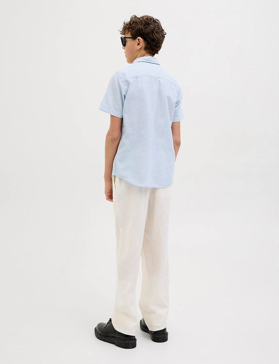 Jack & Jones - JJBREEZE LINEN BLEND SHIRT SS SN JNR - kurzärmlige hemden - chambray blue - 4