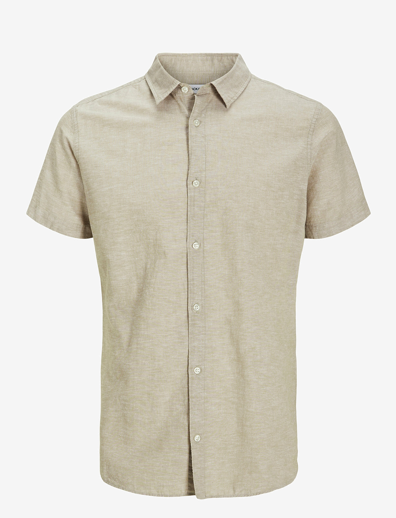 Jack & Jones - JJBREEZE LINEN BLEND SHIRT SS SN JNR - kortärmade skjortor - crockery - 1