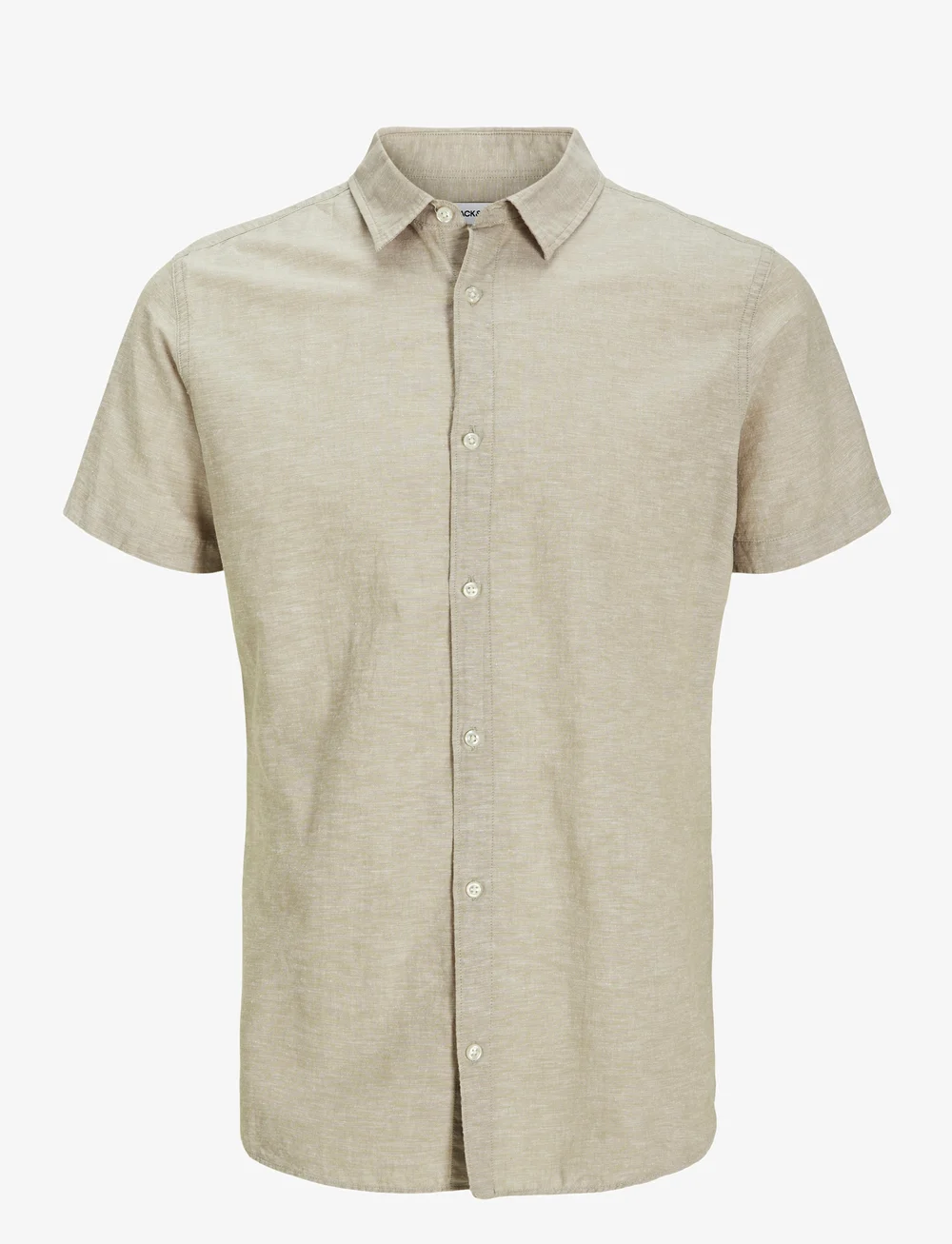 Jack & Jones - JJBREEZE LINEN BLEND SHIRT SS SN JNR - kurzärmlige hemden - crockery - 1